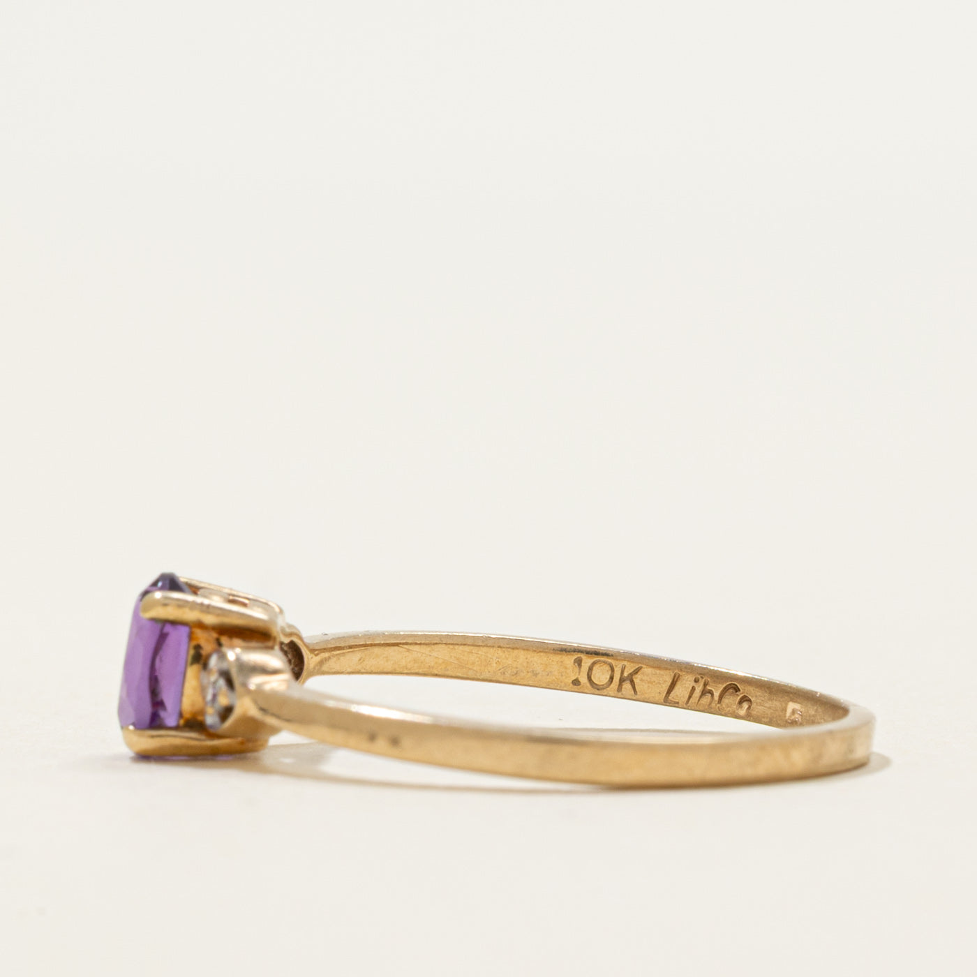 Oval Cut Amethyst & Diamond Ring | 0.40ct, 0.01ctw | SZ 7.75
