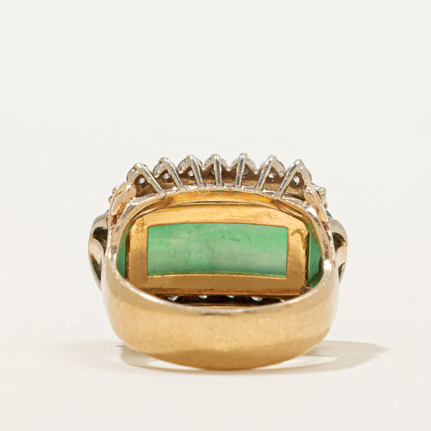 East West Jadeite & Diamond Cocktail Ring | 6.20ct, 0.90ctw | SZ 5