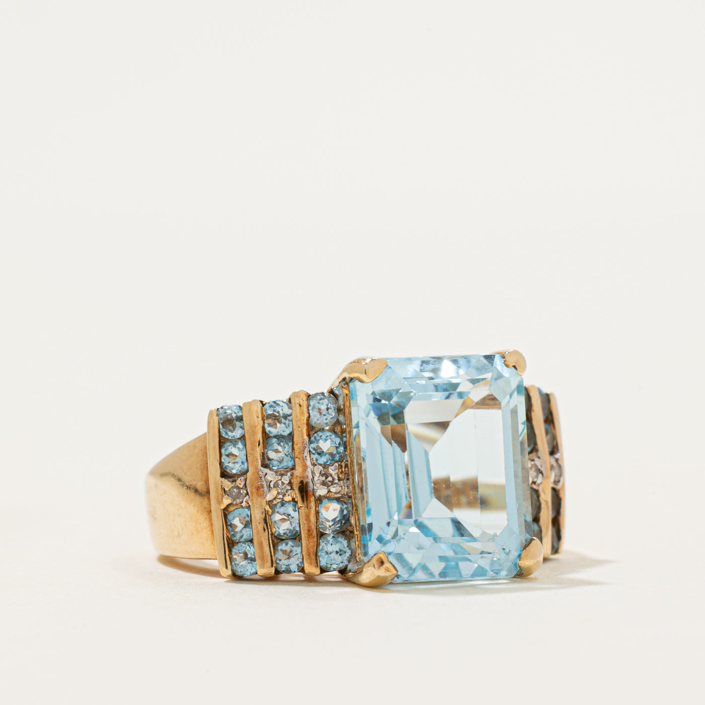 Blue Topaz & Diamond Cocktail Ring | 9.00ctw | SZ 6.75