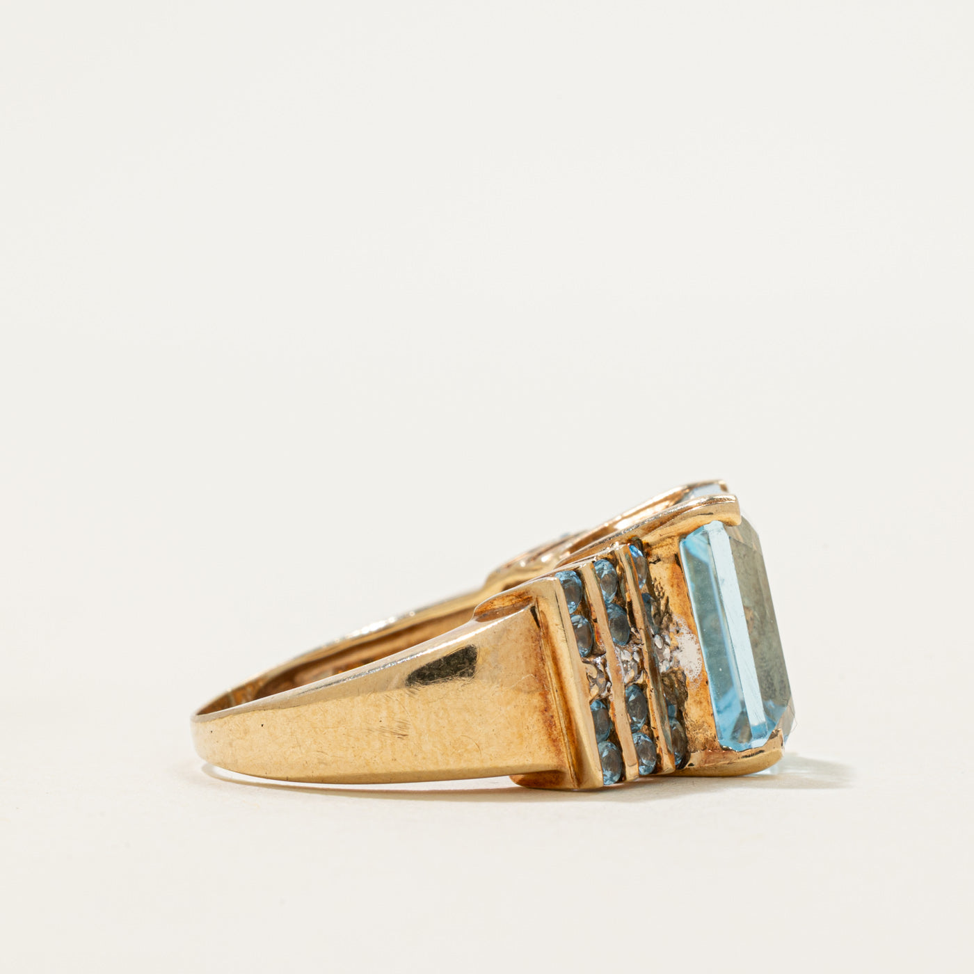 Blue Topaz & Diamond Cocktail Ring | 9.00ctw | SZ 6.75