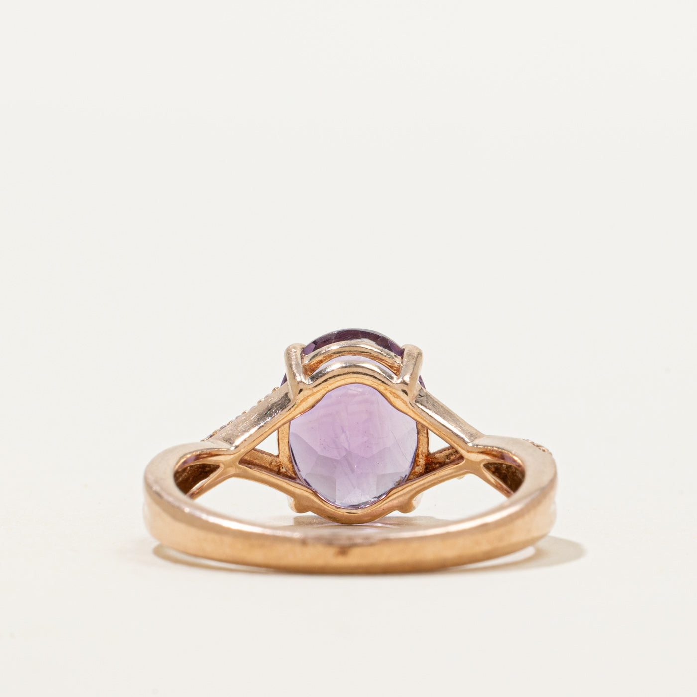 Oval Cut Amethyst & Diamond Cross Over Ring | 2.65ct, 0.07ctw | SZ 7