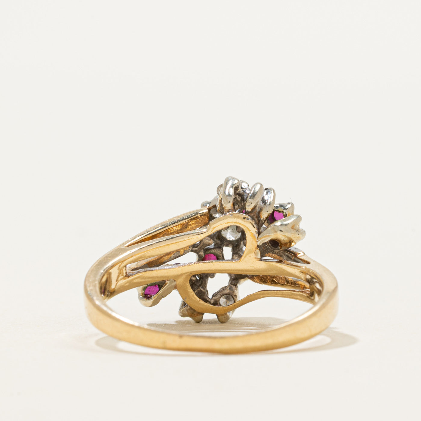 Diamond & Ruby Waterfall Cocktail Ring | 0.30ctw, 0.22ctw | SZ 8