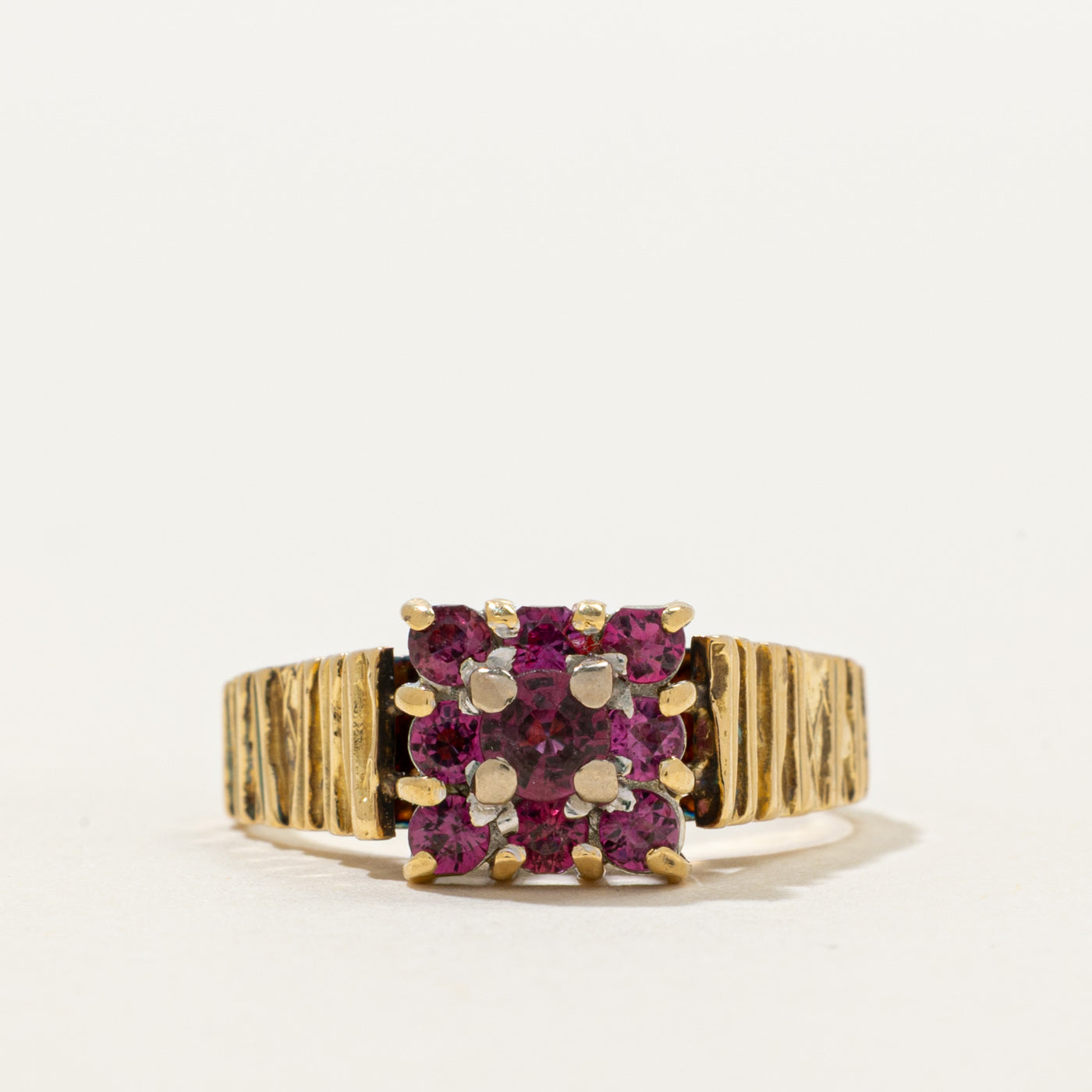 'Birks' 18k Ruby Grid Textured Ring | 0.56ctw | SZ 6