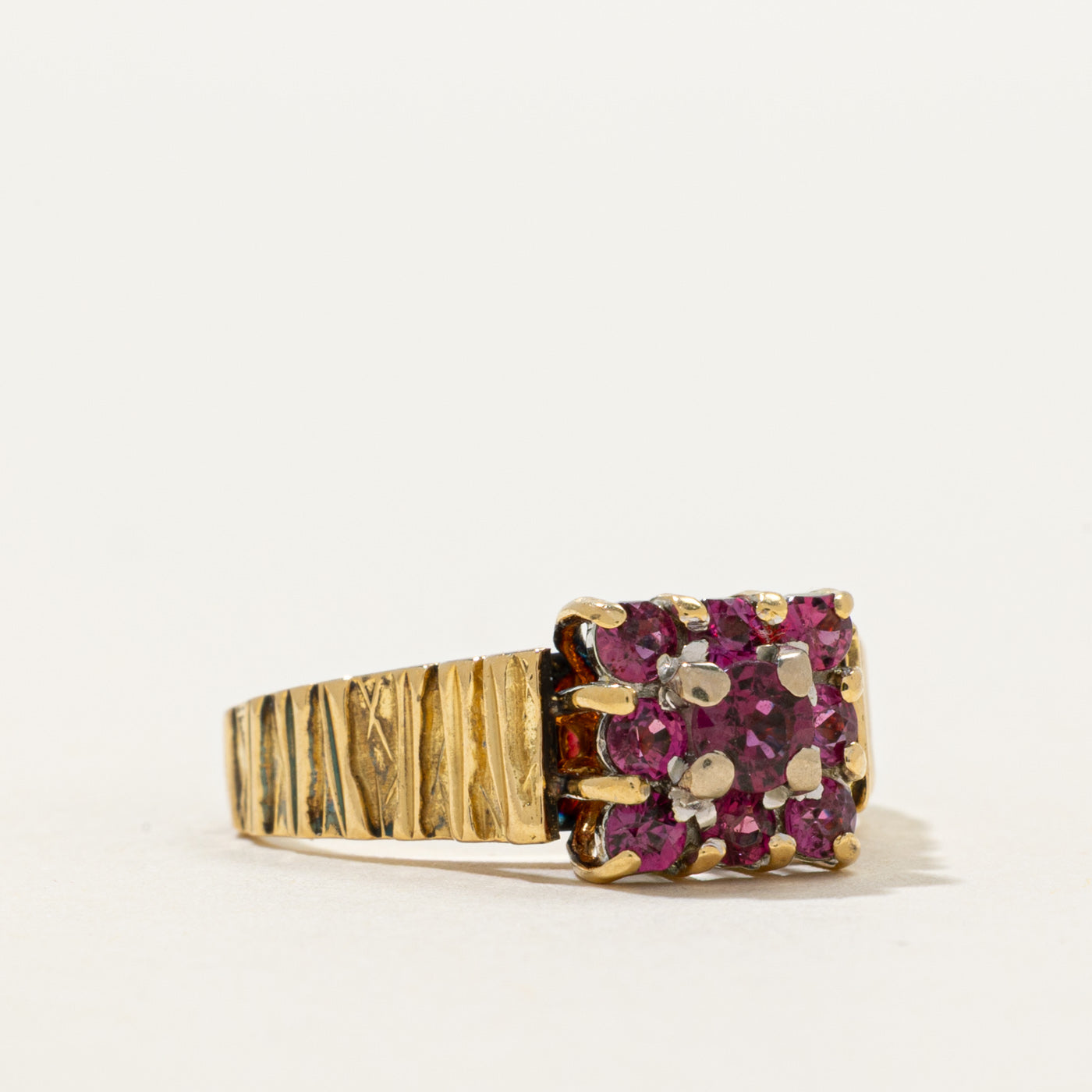 'Birks' 18k Ruby Grid Textured Ring | 0.56ctw | SZ 6