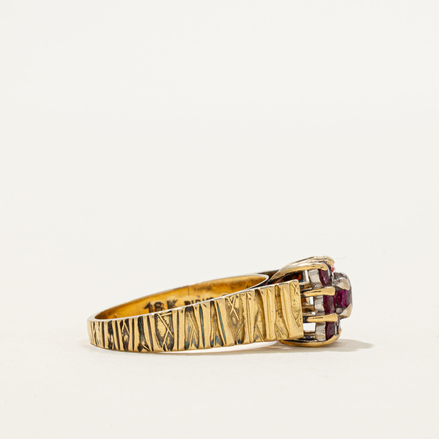 'Birks' 18k Ruby Grid Textured Ring | 0.56ctw | SZ 6