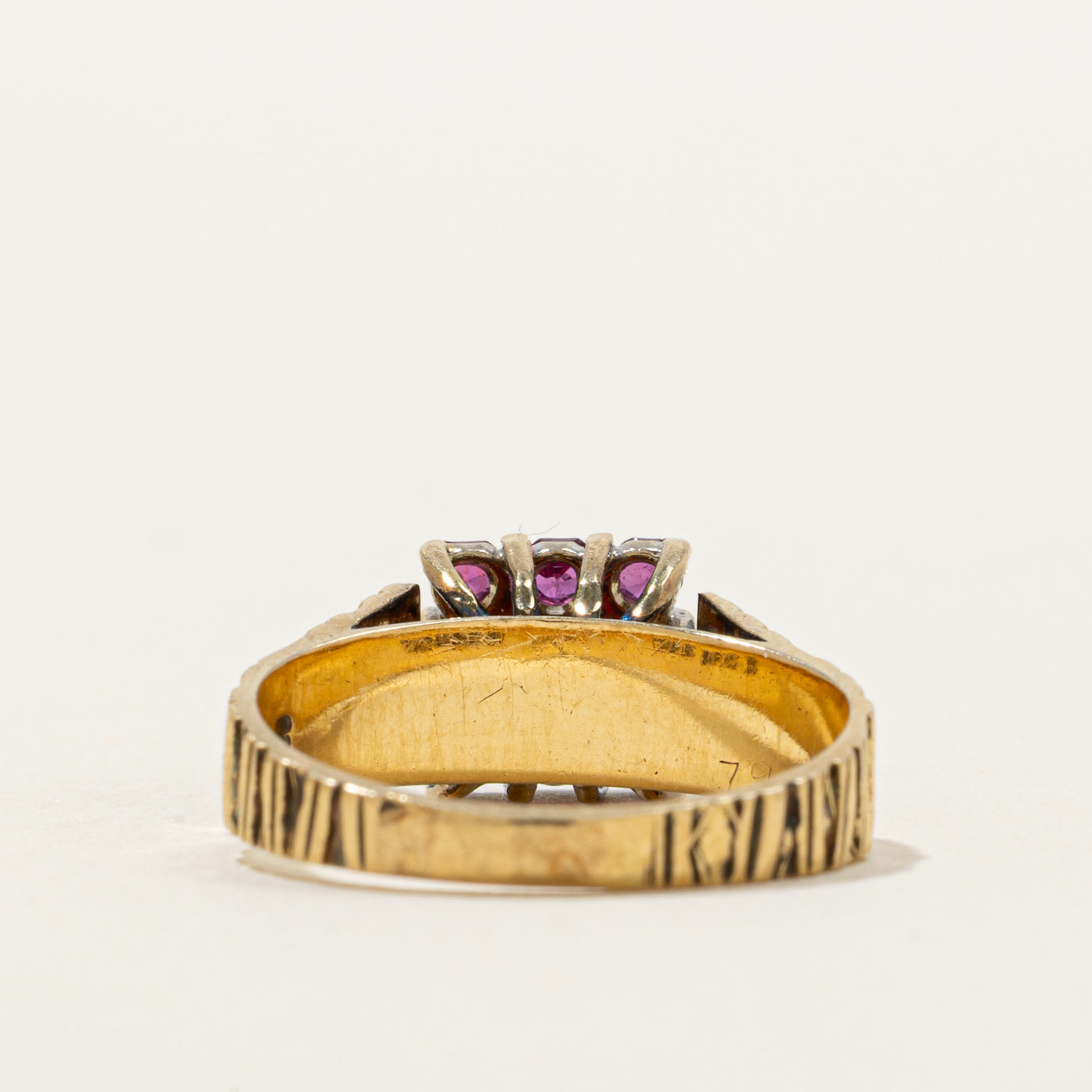'Birks' 18k Ruby Grid Textured Ring | 0.56ctw | SZ 6