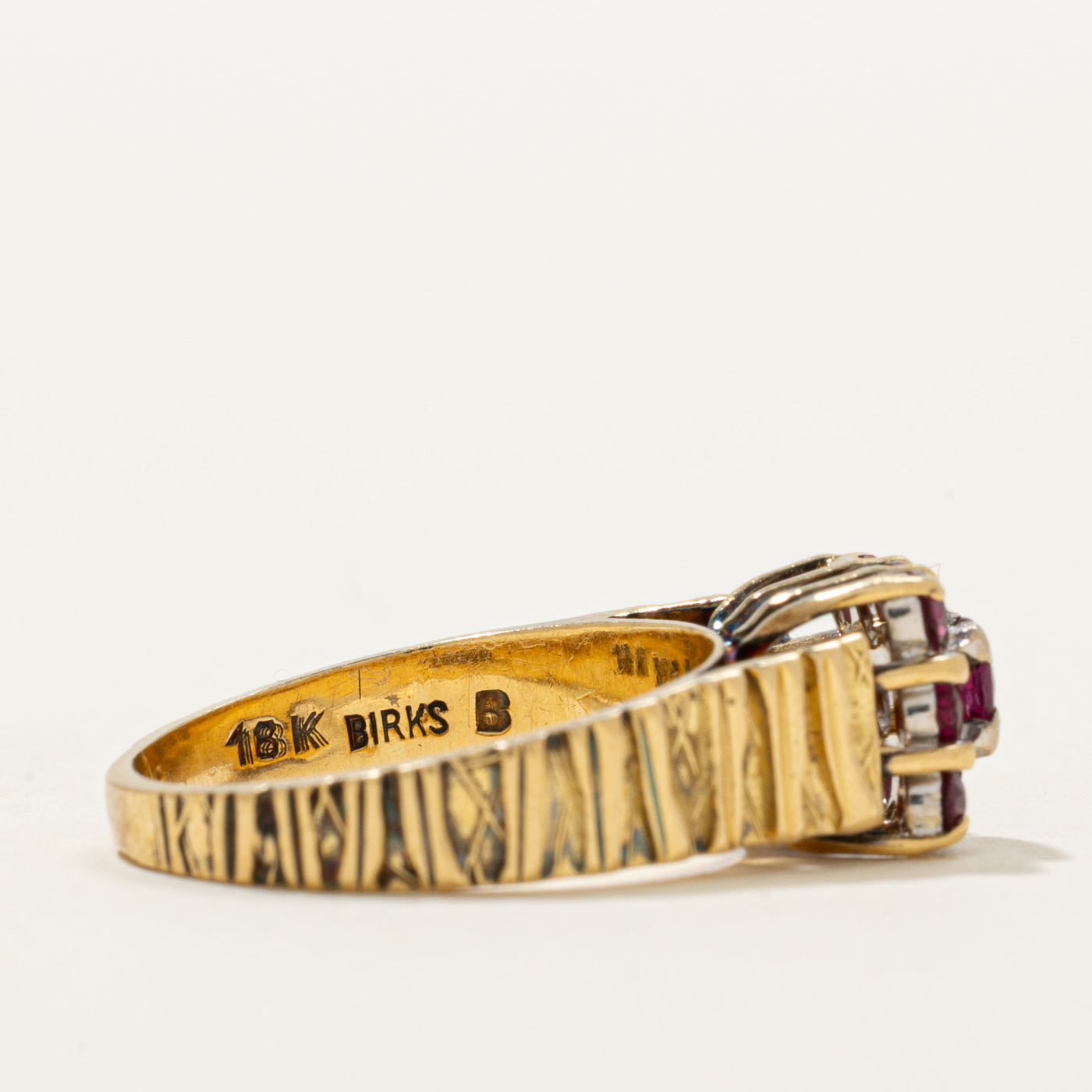 'Birks' 18k Ruby Grid Textured Ring | 0.56ctw | SZ 6