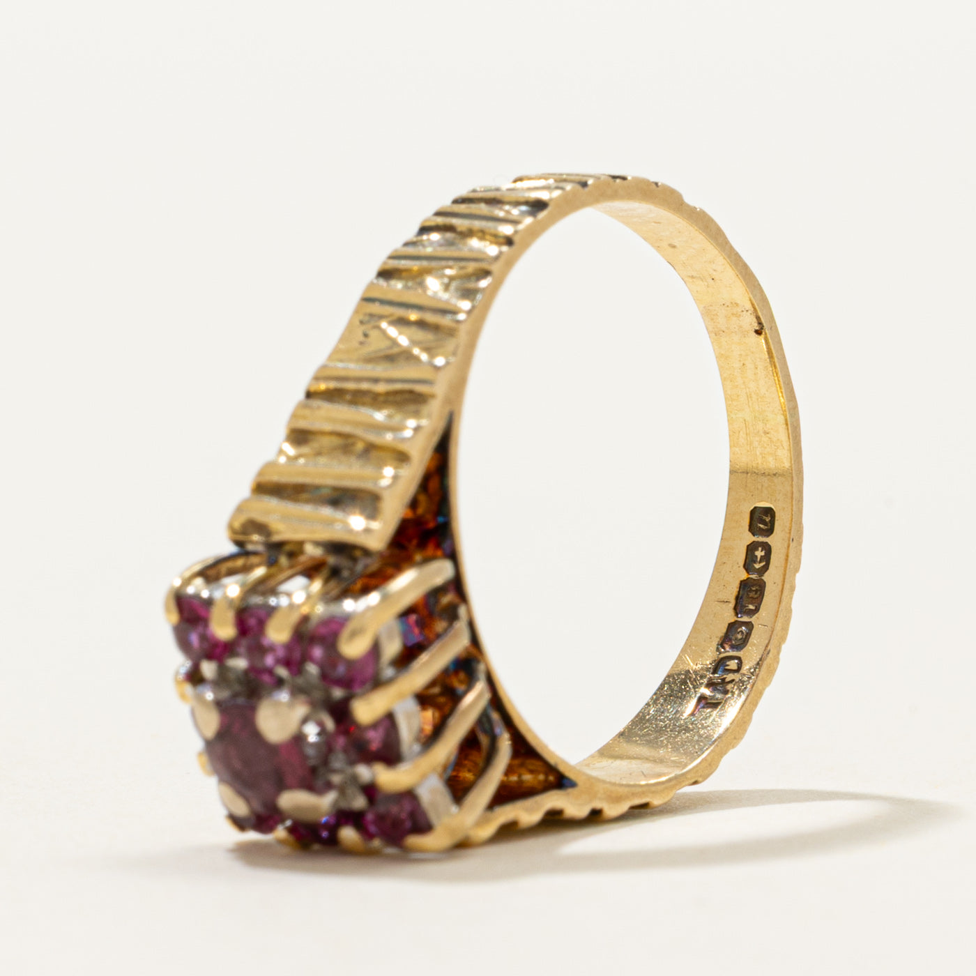 'Birks' 18k Ruby Grid Textured Ring | 0.56ctw | SZ 6