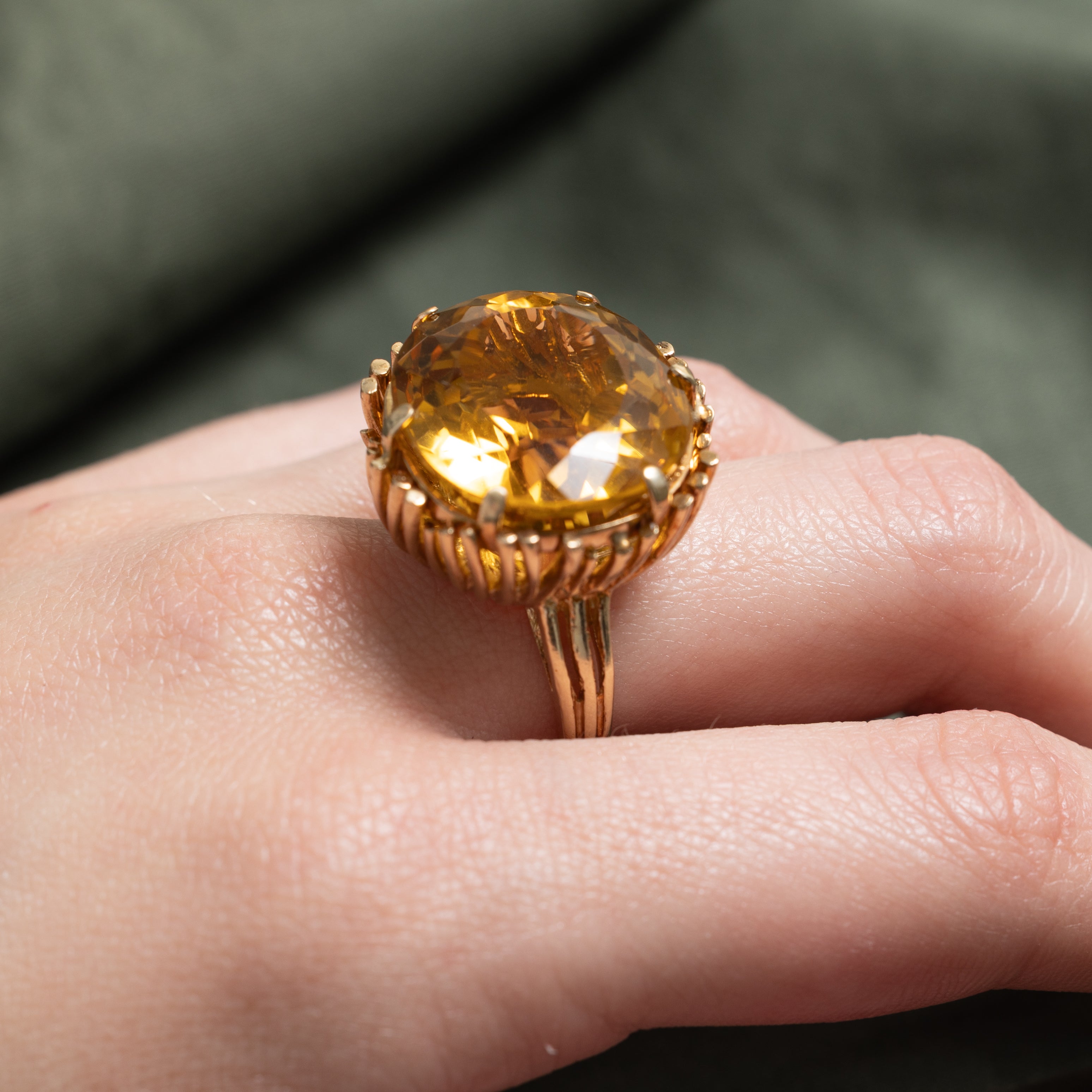 Oval Cut Citrine Cocktail Ring | 25ct | SZ 6.25