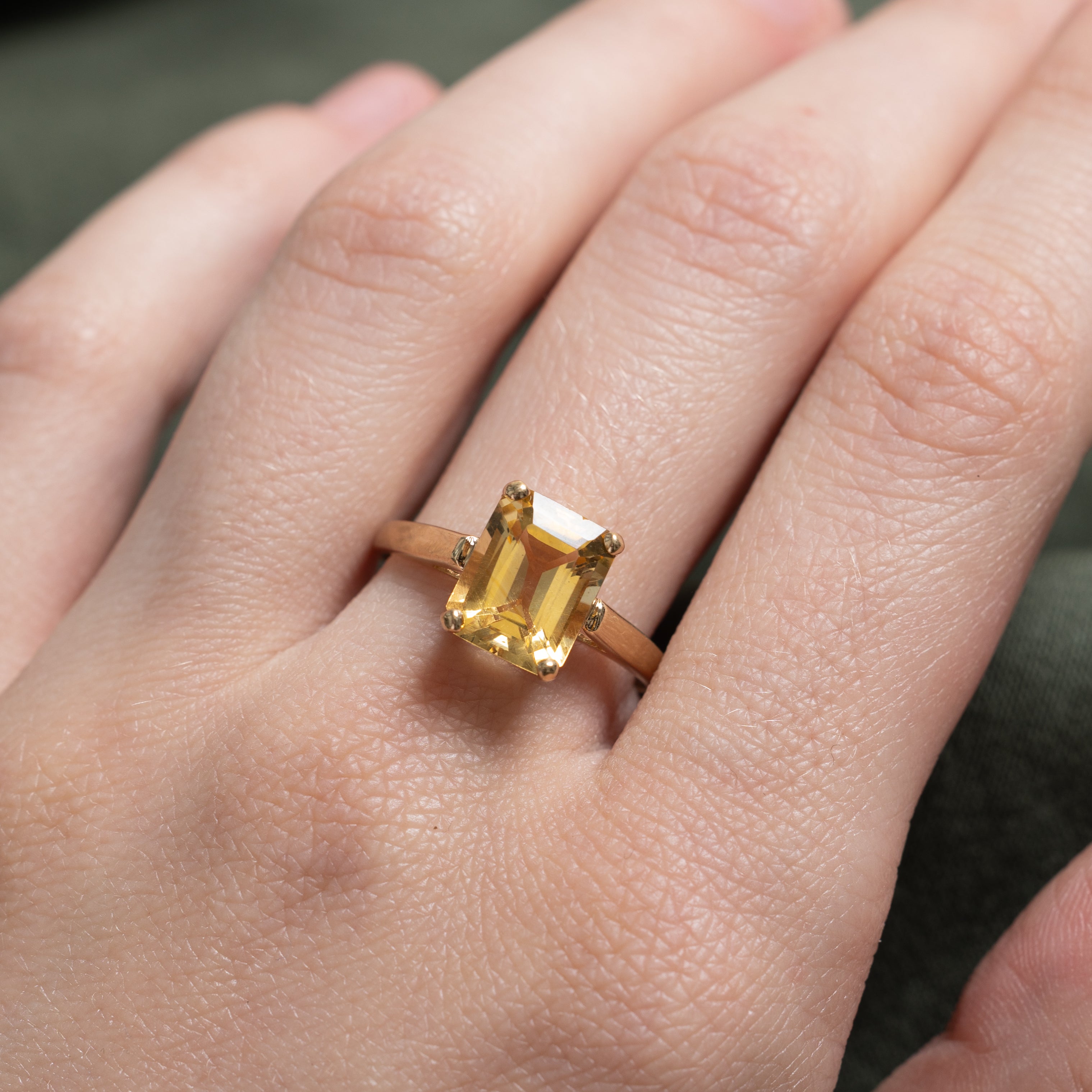 Rectangle Cut Citrine Ring | 3.0ct | SZ 8.5