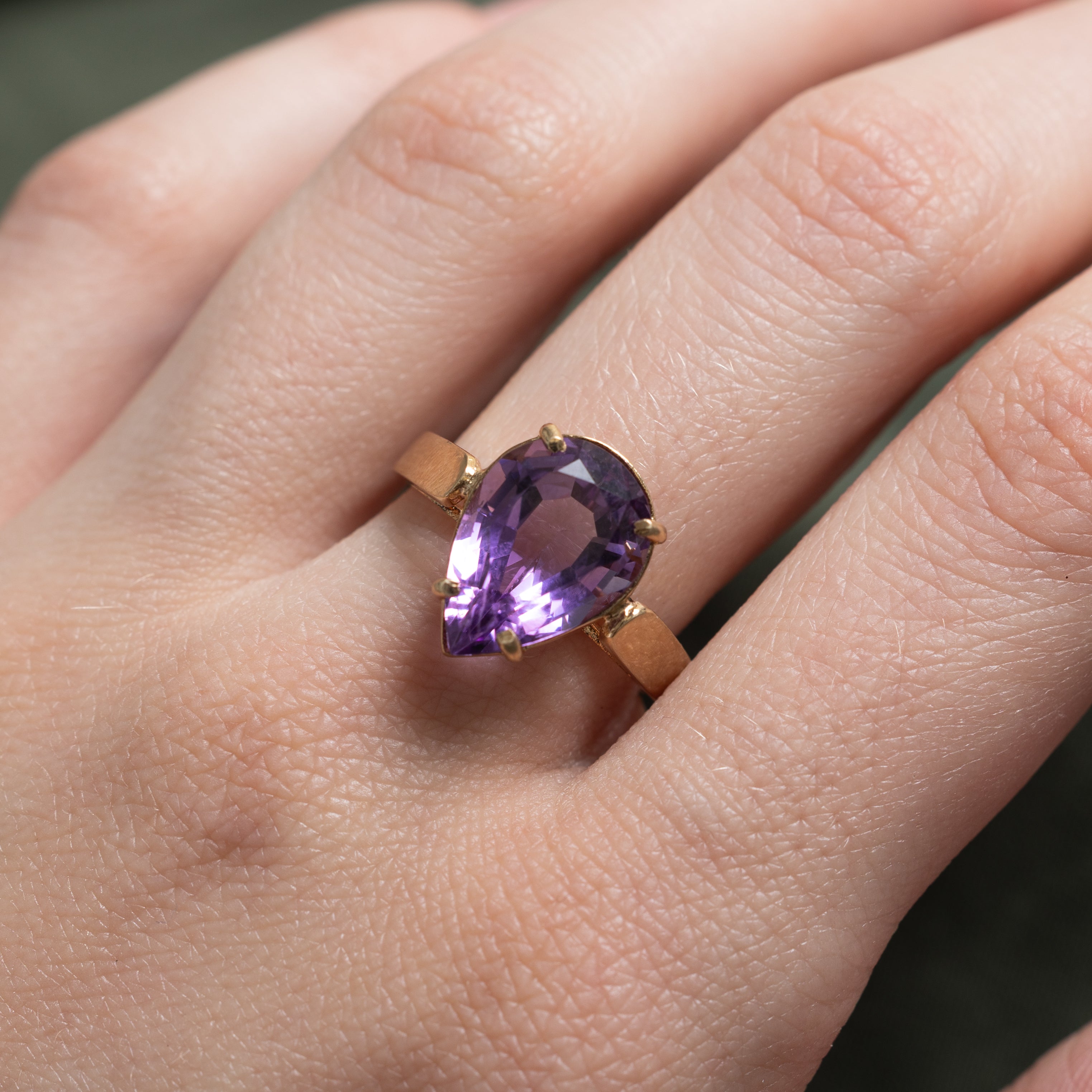 Pear Cut Amethyst Ring | 4.15ct | SZ 7.5