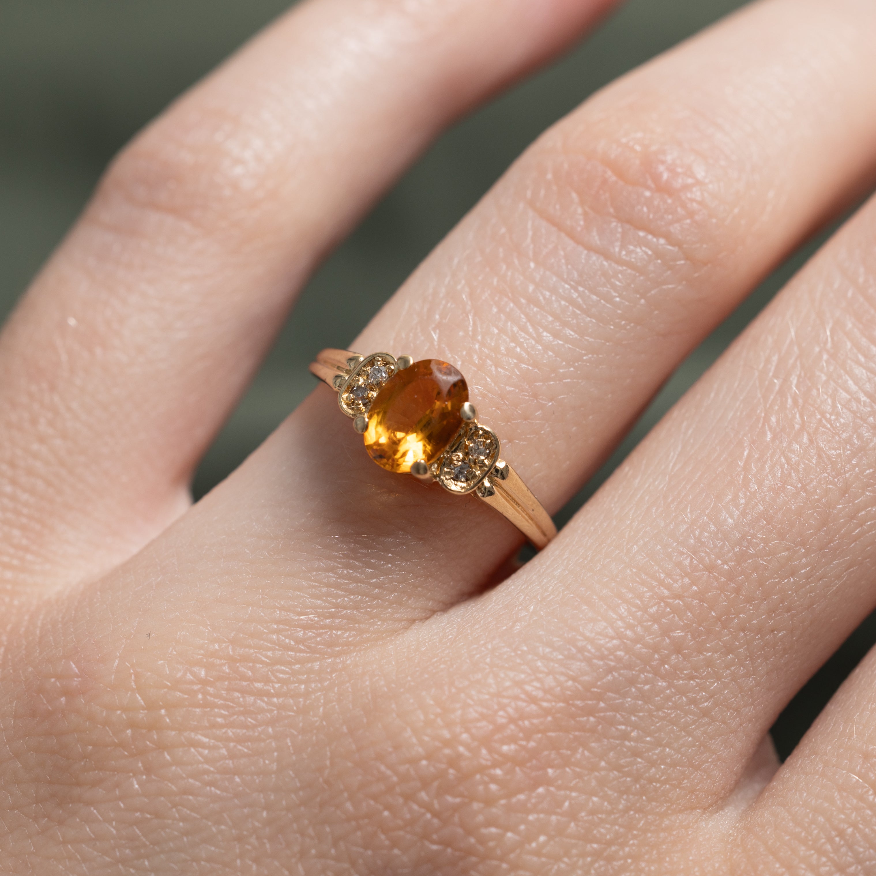 Oval Cut Citrine & Diamond Ring | 0.60ct, 0.02ctw | SZ 5