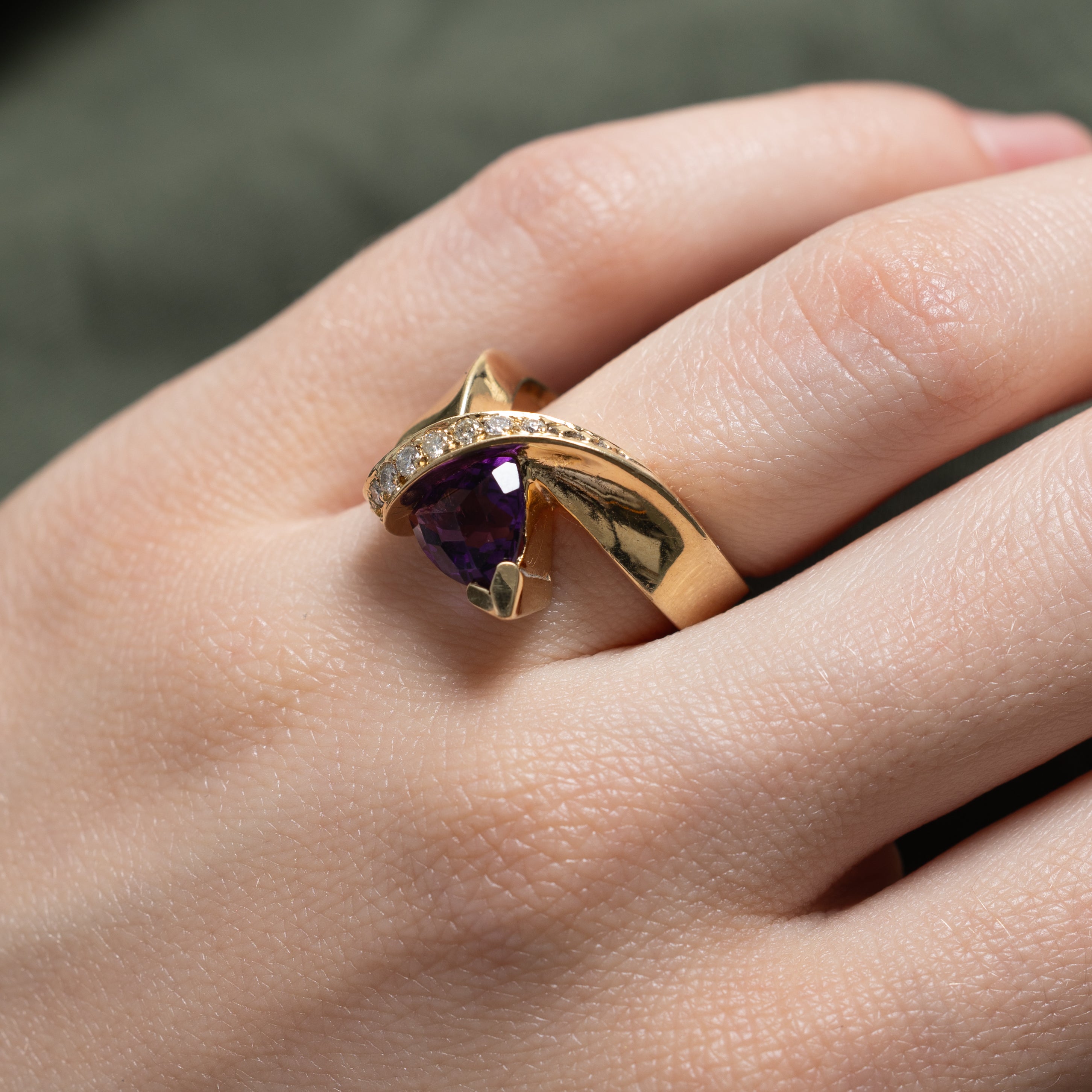 Amethyst & Diamond Chevron Ring | 1.16ct, 0.16ctw | SZ 6.5