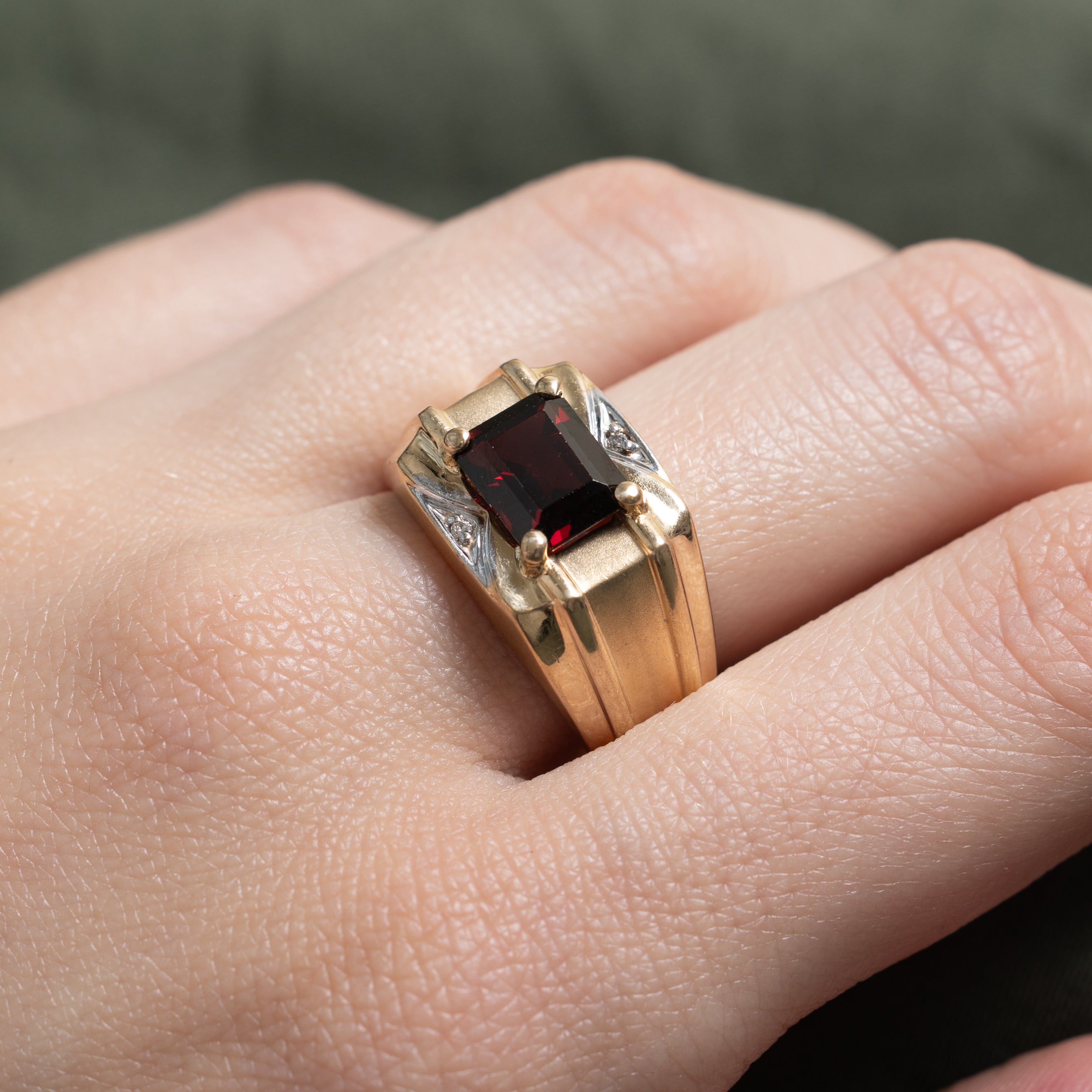 East West Garnet & Diamond Statement Ring | 2.80ct, 0.01ctw | SZ 10