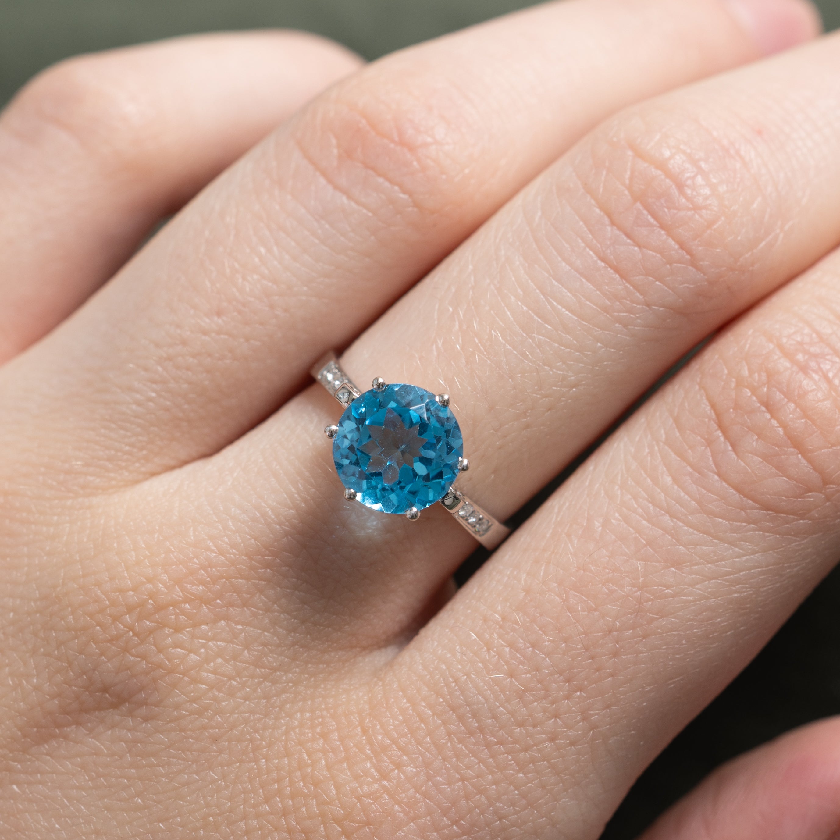 Round Cut Topaz & Diamond Ring | 2.30ct, 0.04ctw | SZ 6