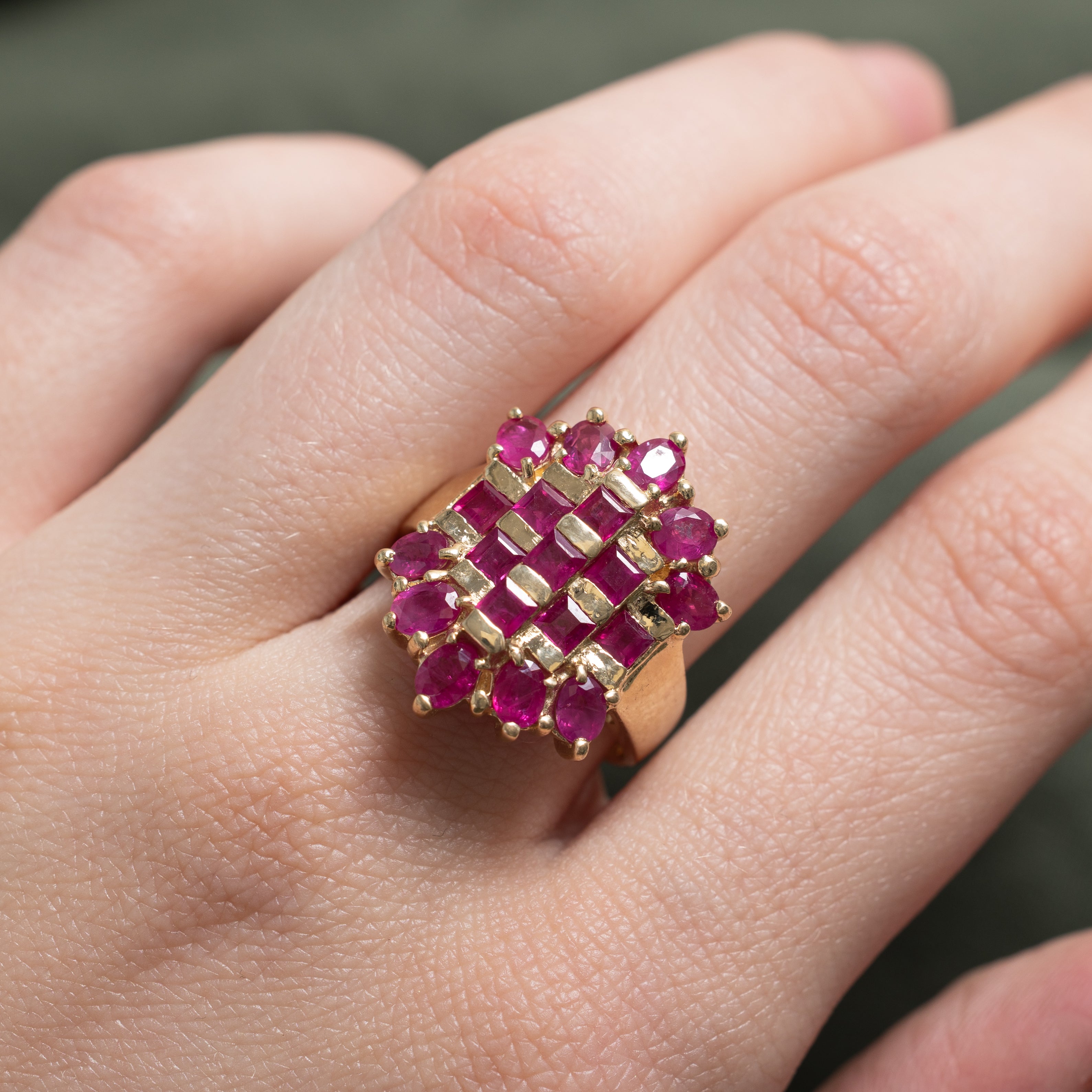 Scattered Ruby Cocktail Ring | 2.10ctw | SZ 7.25
