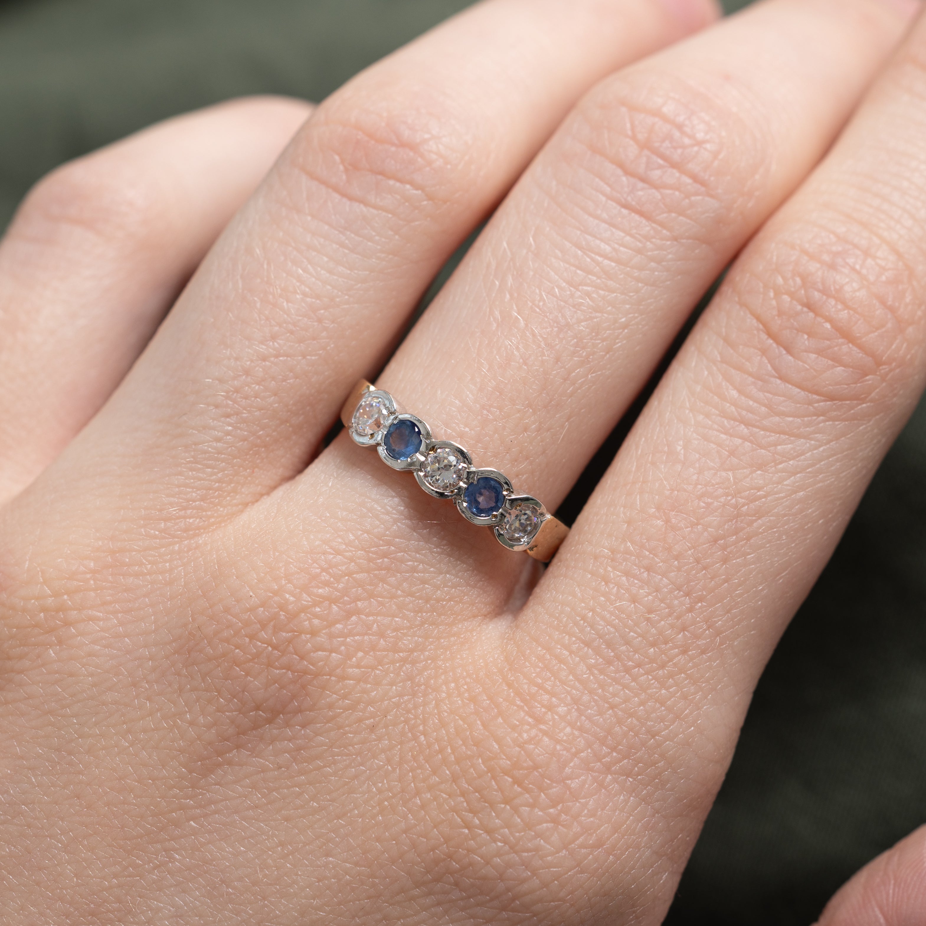 2006 Birmingham Five Stone Zircon & Sapphire Ring | 0.48ctw | SZ 7.75