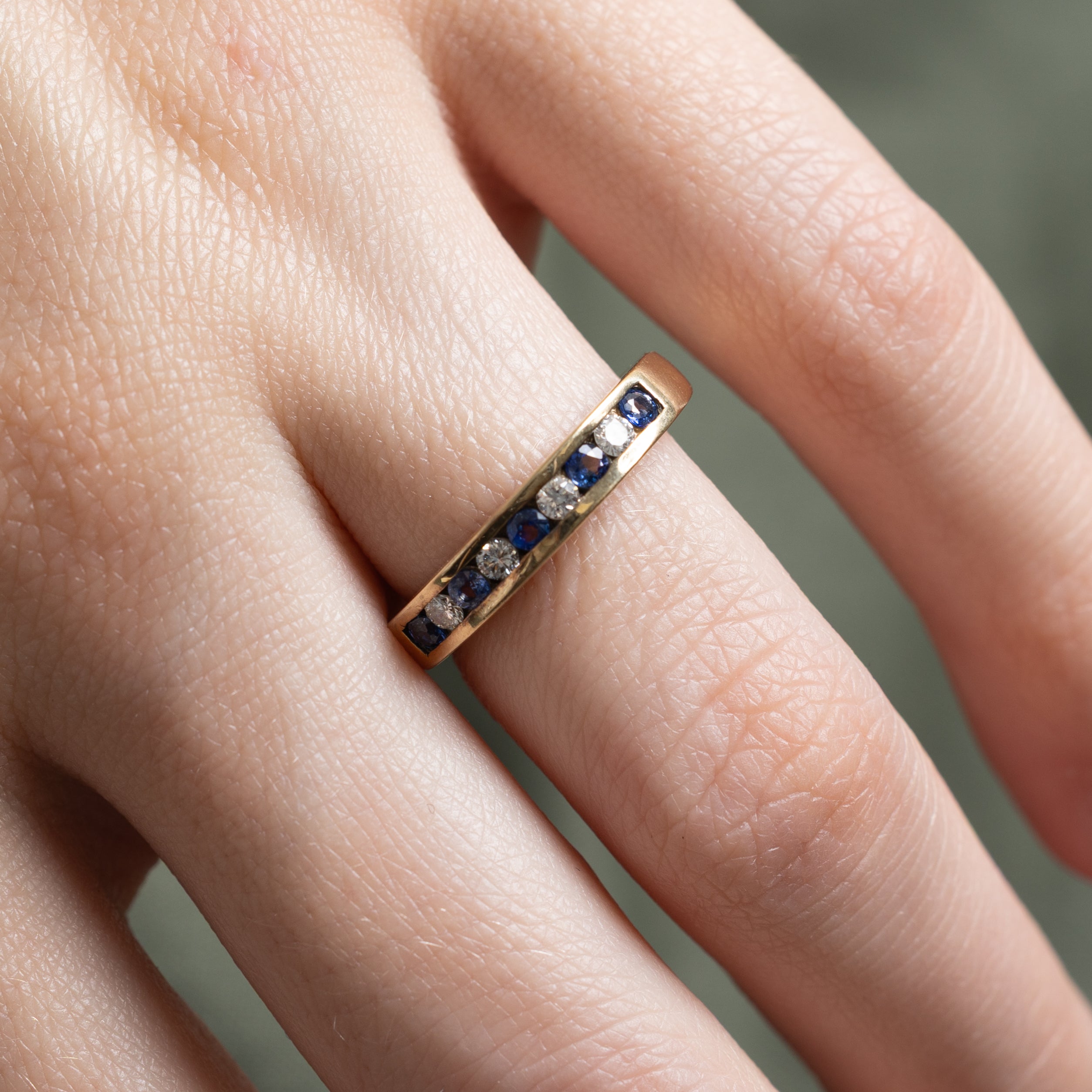 1990 Birmingham Semi Eternity Sapphire & Diamond Band | 0.17ctw, 0.12ctw | SZ 5.5