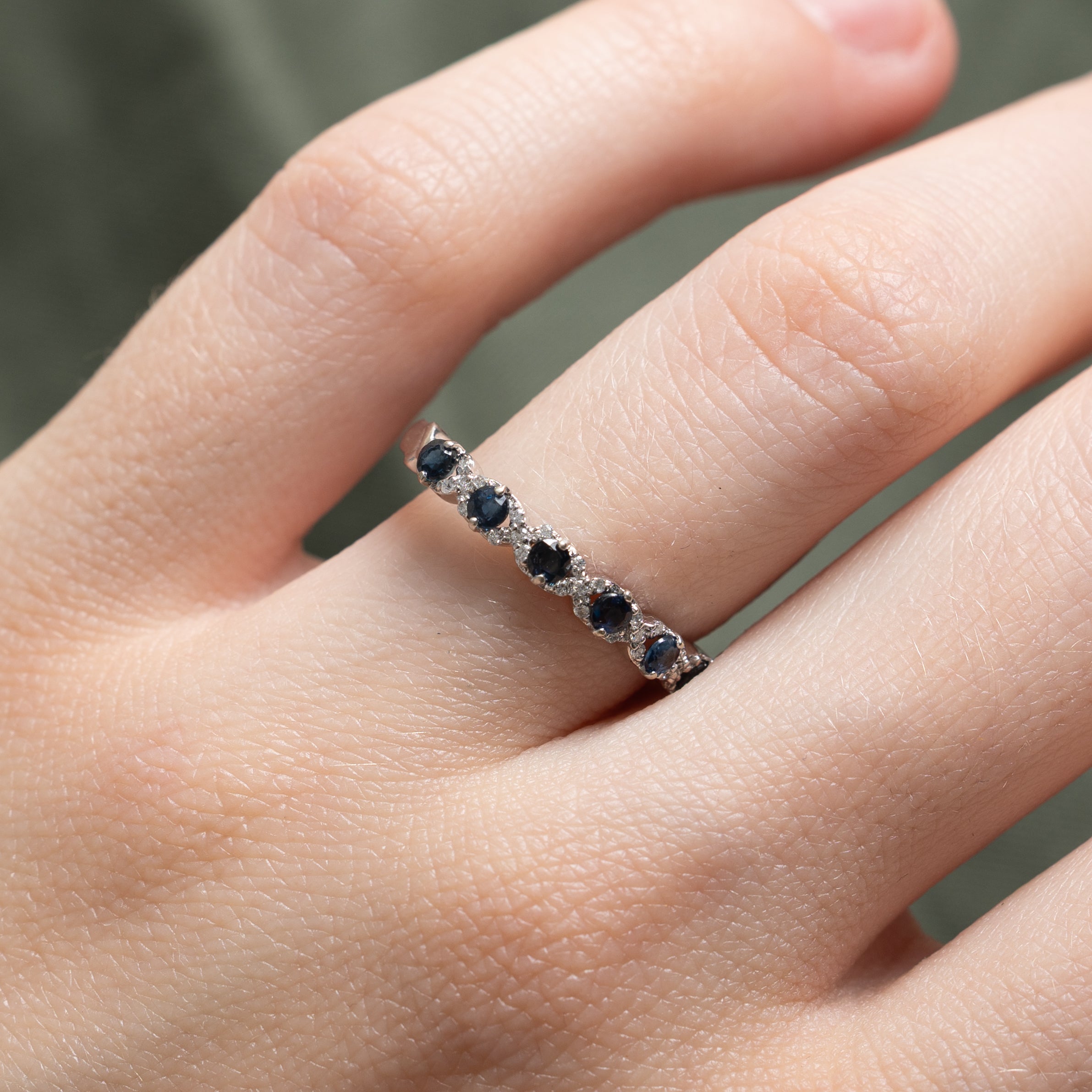 Semi Eternity Sapphire & Diamond Ring | 0.40ctw, 0.03ctw | SZ 6.75