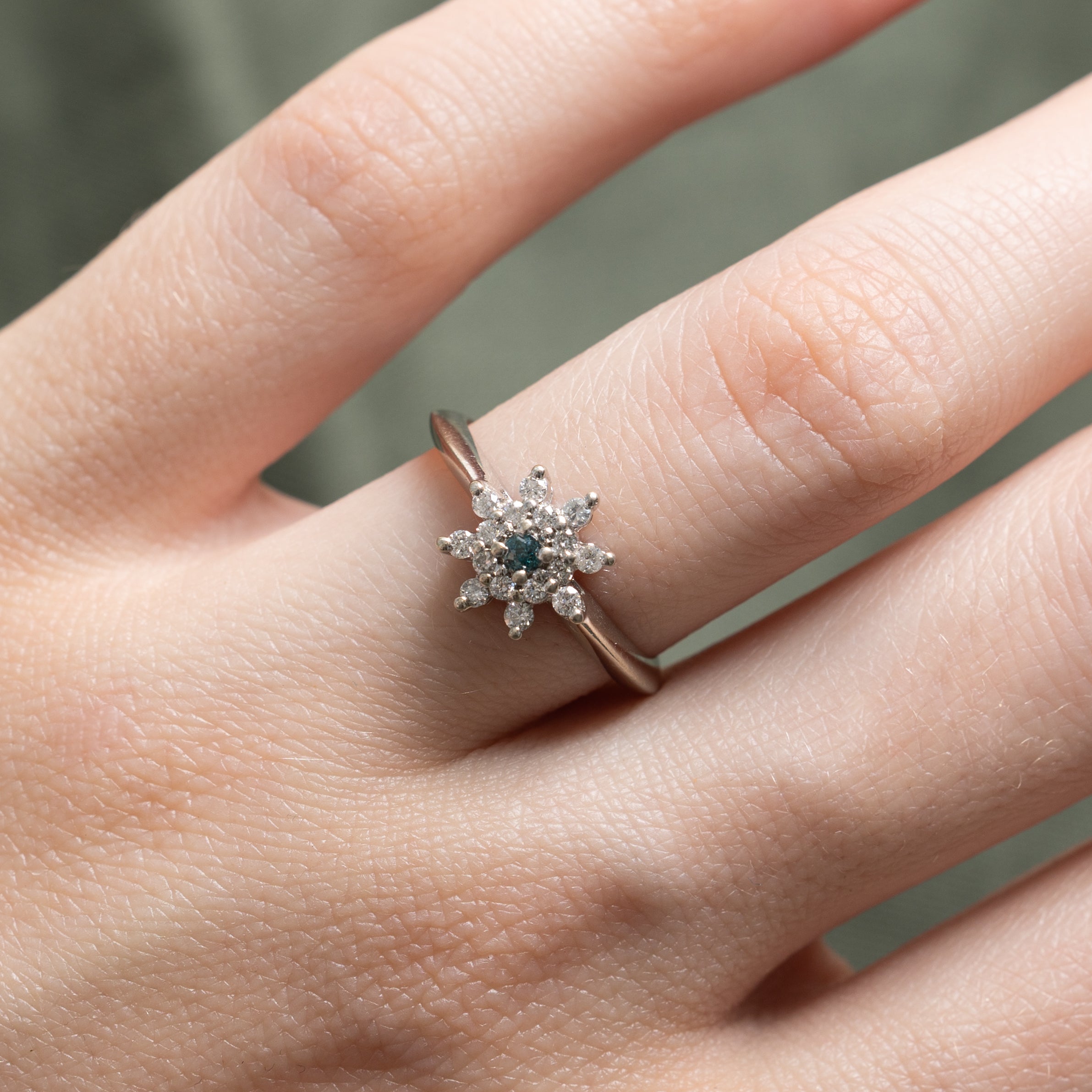 Blue Diamond Petal Ring | 0.14ctw | SZ 5.5