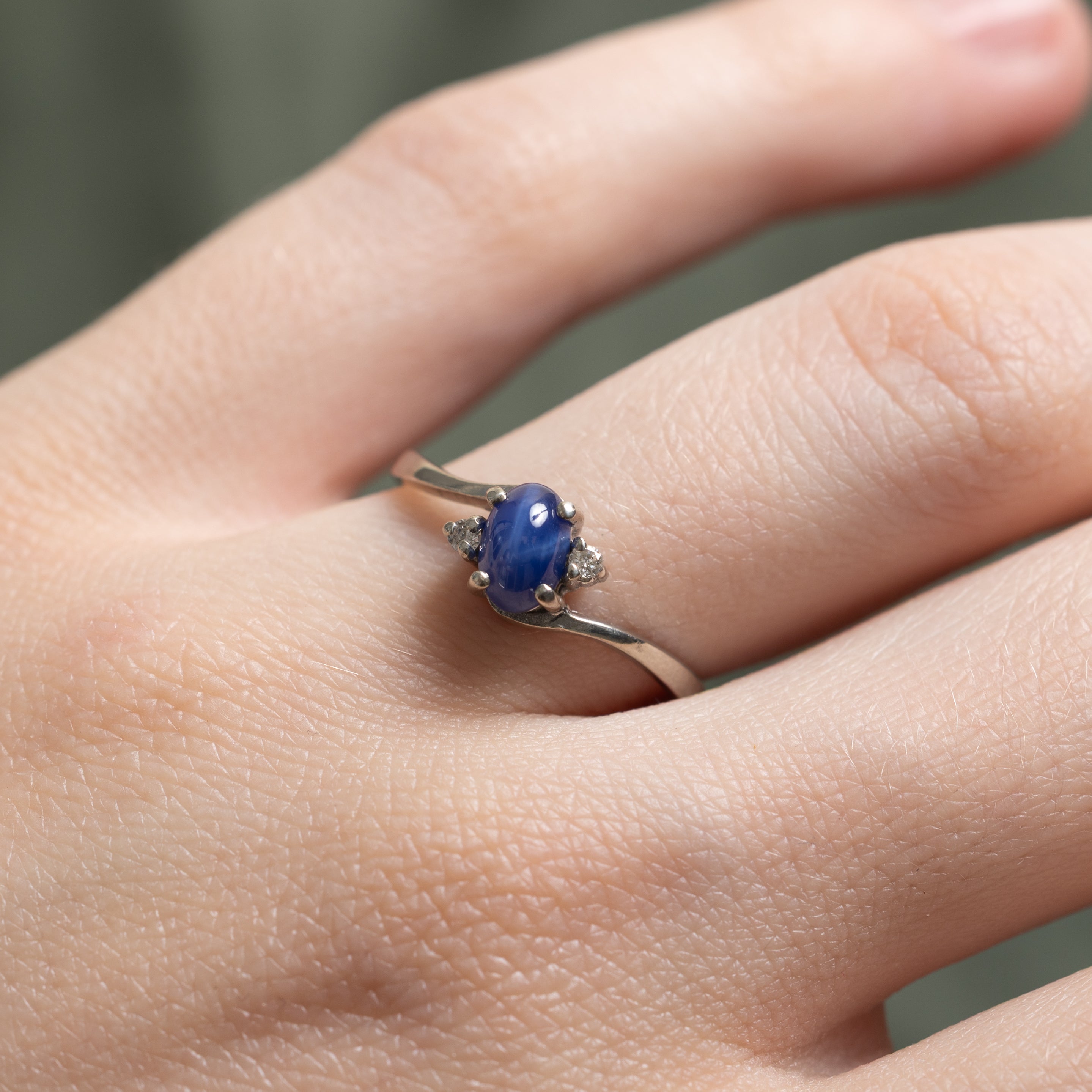 Synthetic Sapphire & Diamond Bypass Ring | 0.70ct, 0.02ctw | SZ 7.25