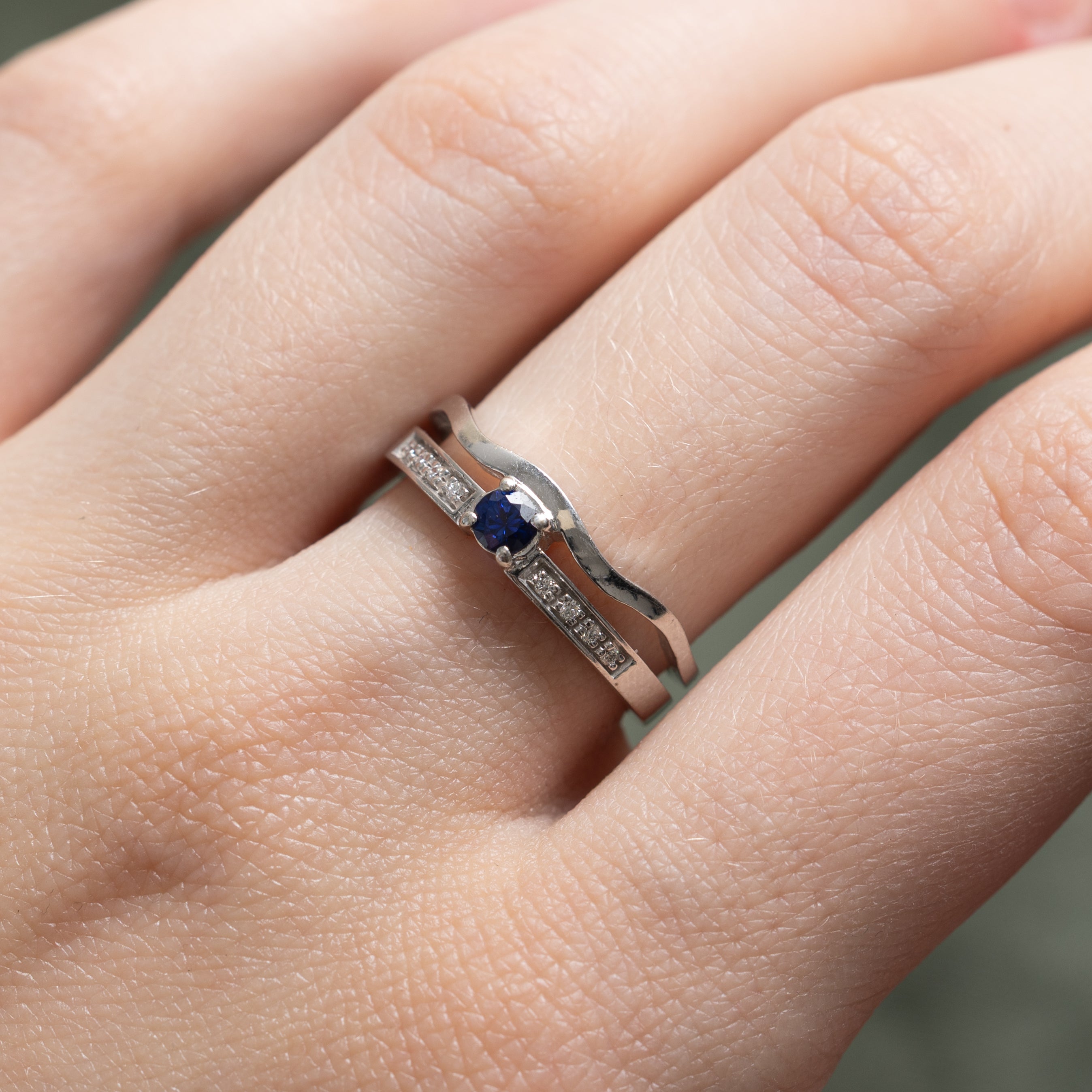 Synthetic Sapphire & Diamond Ring | 0.25ct | 0.04ctw | SZ 6.75