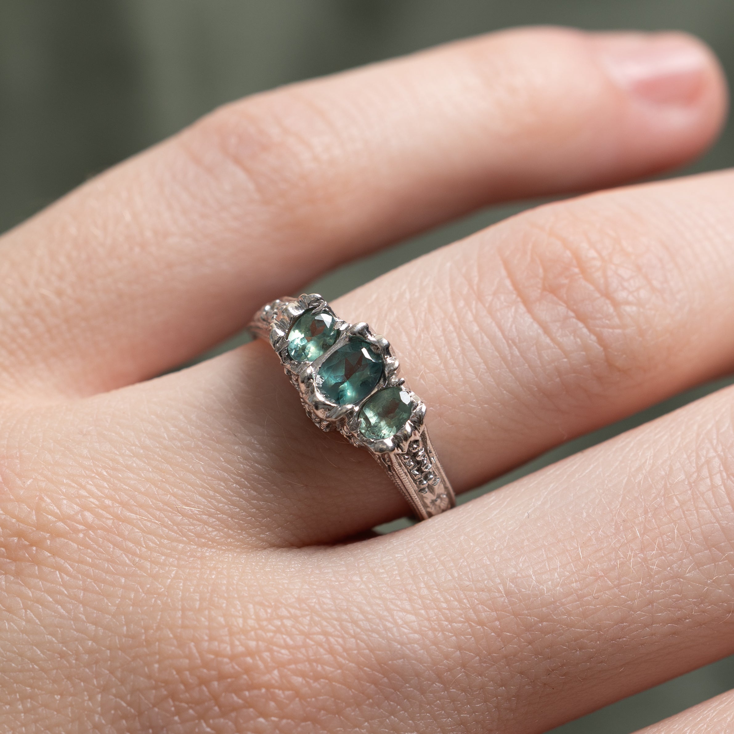 Three Stone Chrysoberyl & Diamond Ring | 0.50ctw, 0.02ctw | SZ 6