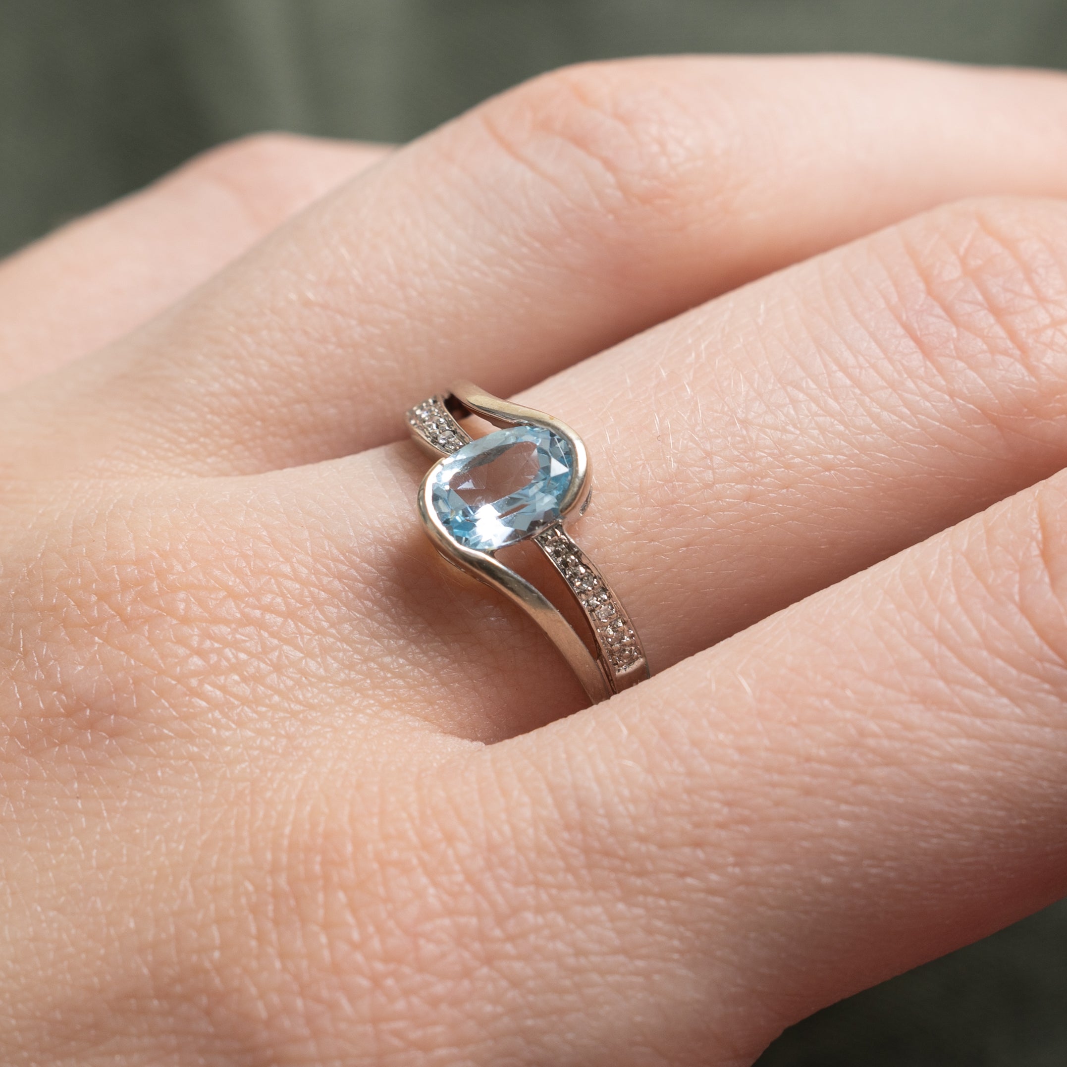 Semi Bezel Topaz & Diamond Bypass Ring | 1.10ct, 0.03ctw | SZ 7.25
