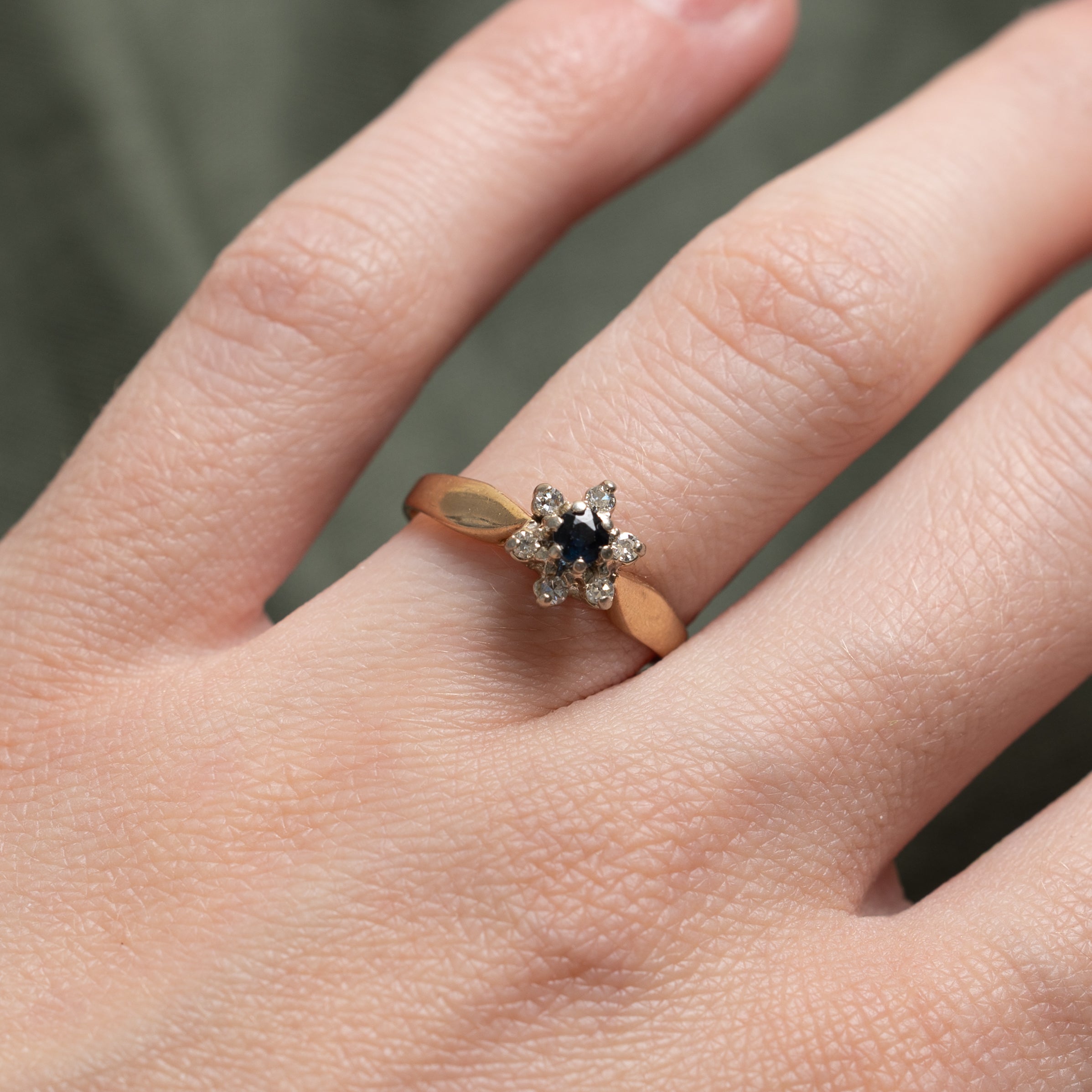 Sapphire & Diamond Petal Ring | 0.06ct, 0.07ctw | SZ 6