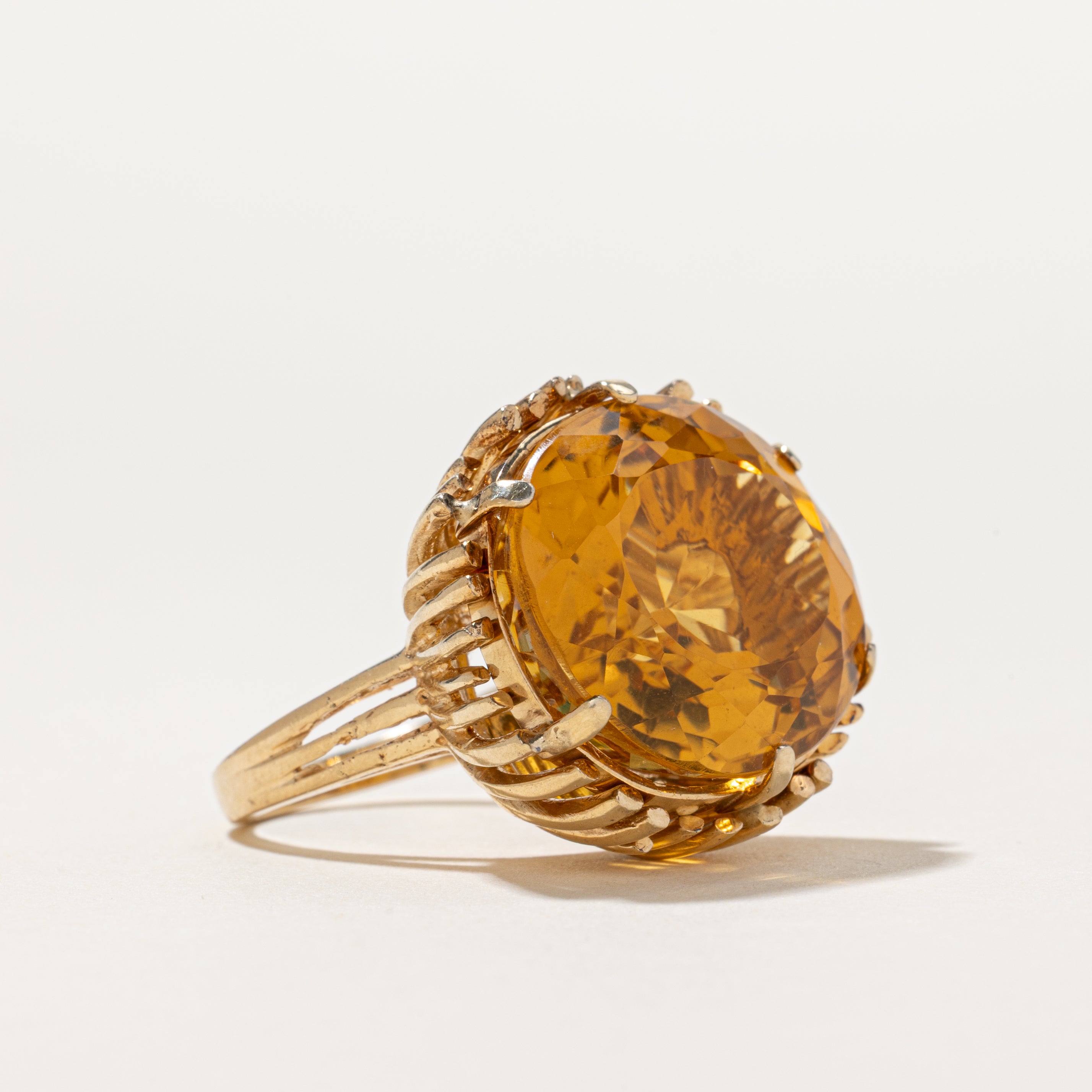 Oval Cut Citrine Cocktail Ring | 25ct | SZ 6.25