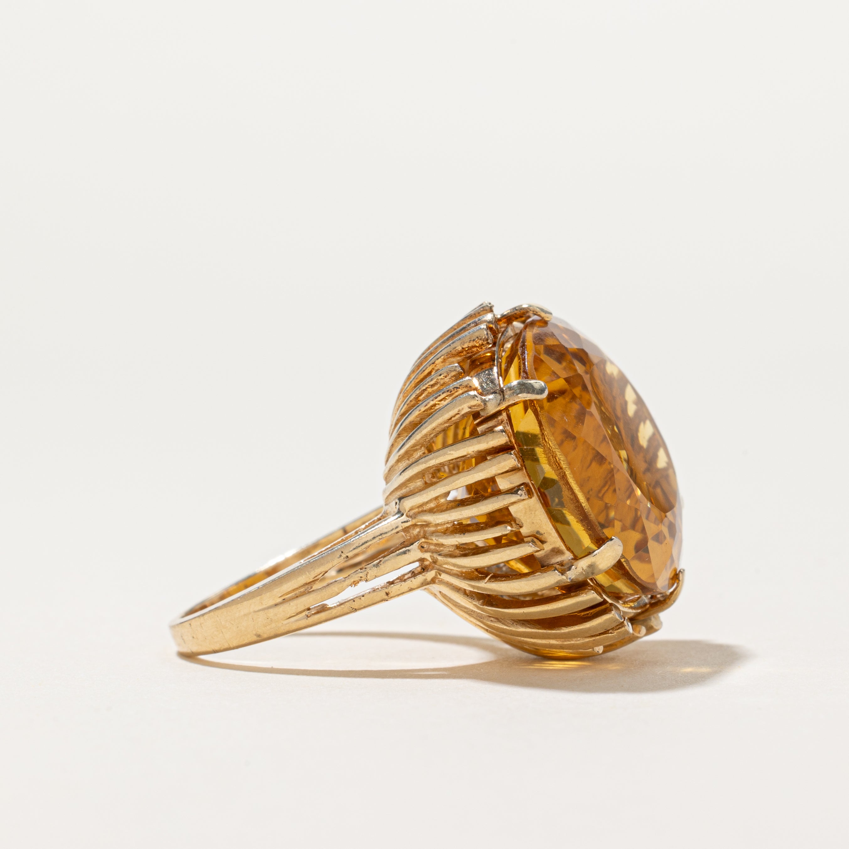 Oval Cut Citrine Cocktail Ring | 25ct | SZ 6.25