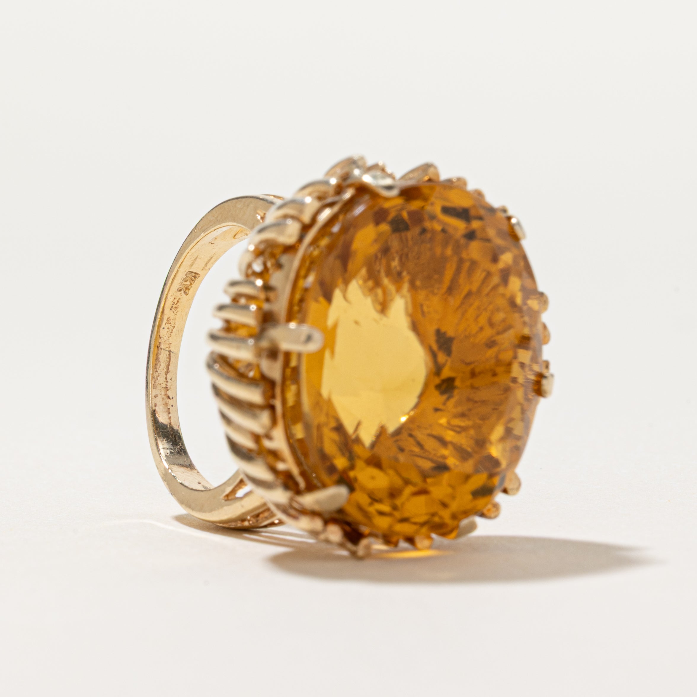 Oval Cut Citrine Cocktail Ring | 25ct | SZ 6.25