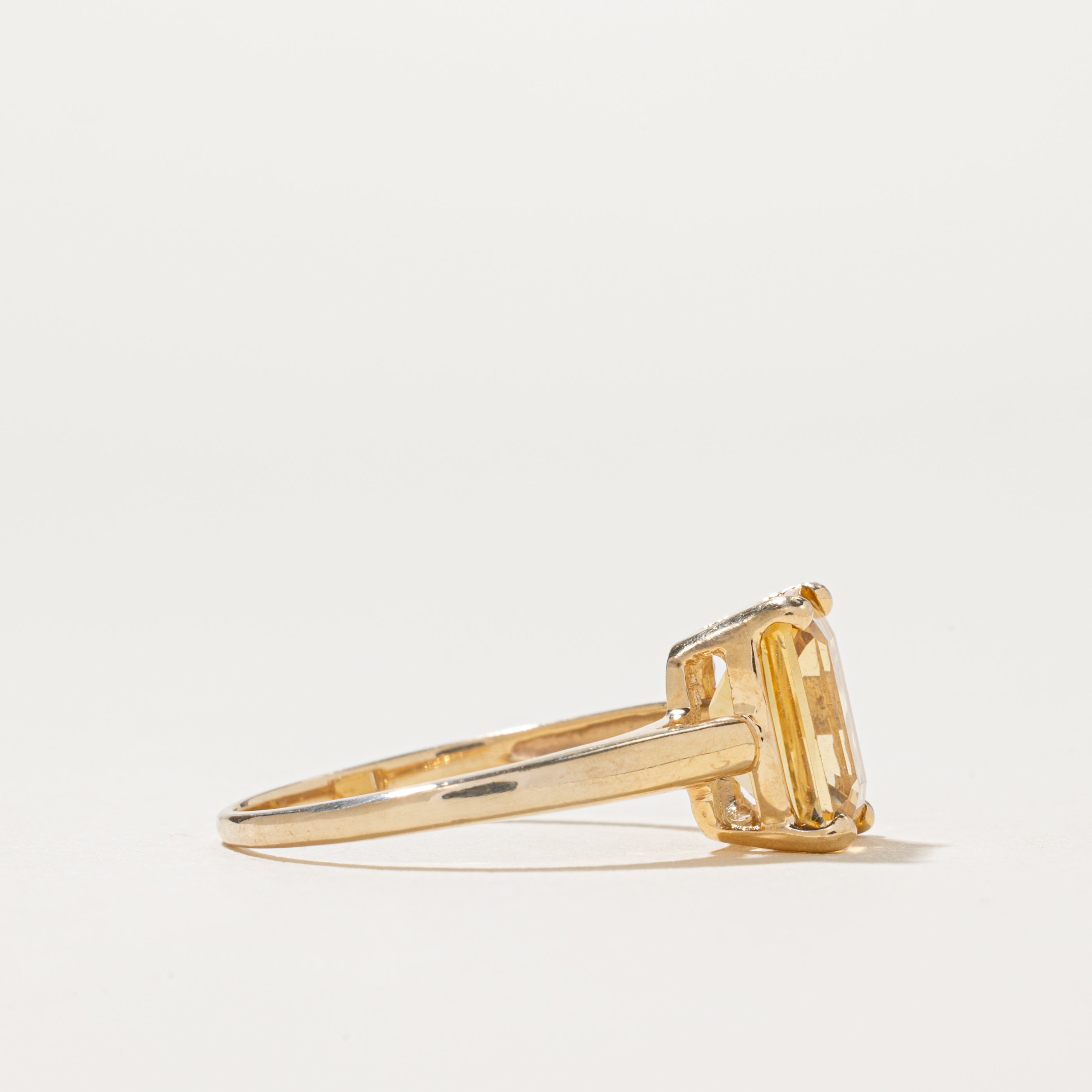 Rectangle Cut Citrine Ring | 3.0ct | SZ 8.5