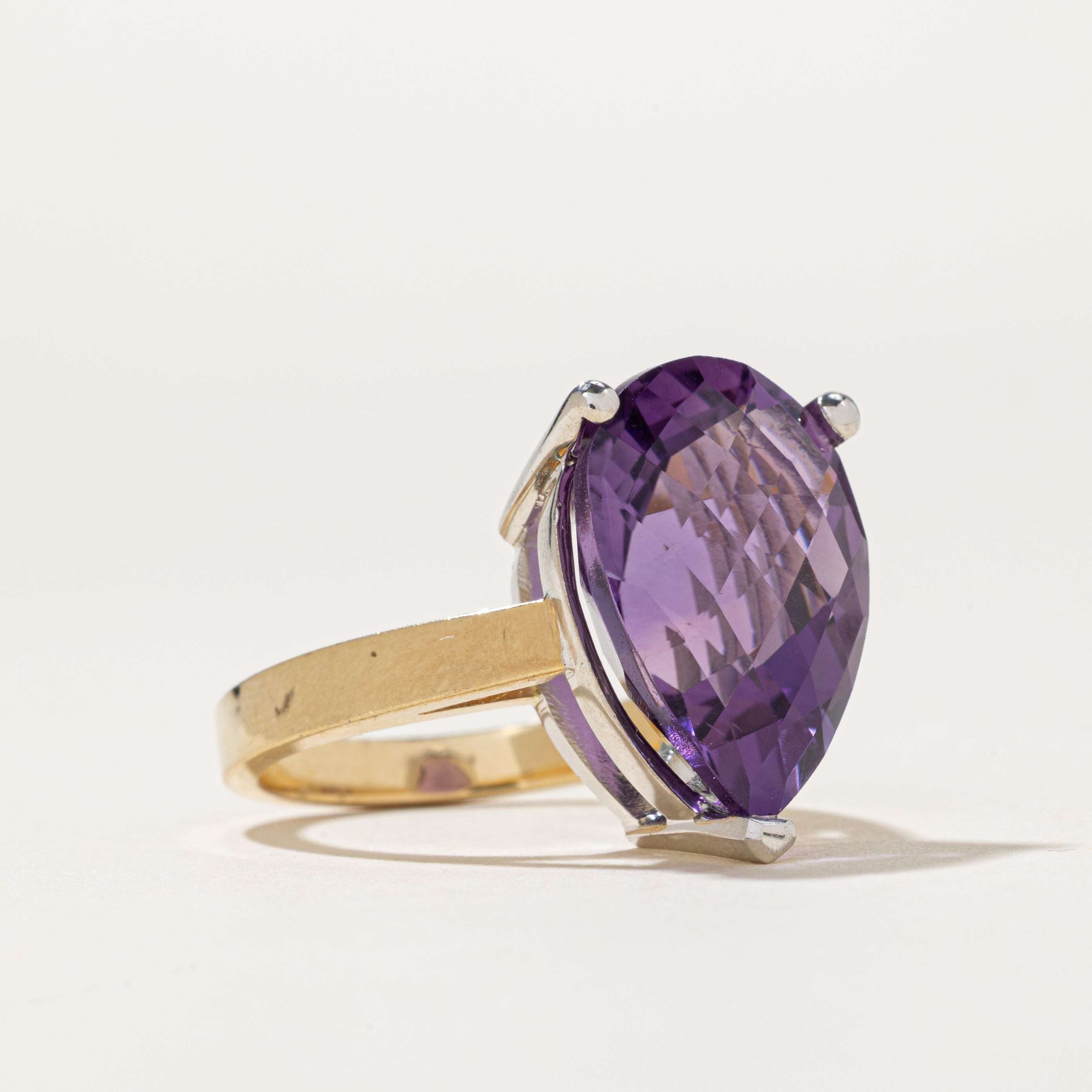 Pear Cut Amethyst Cocktail Ring | 12ct | SZ 8