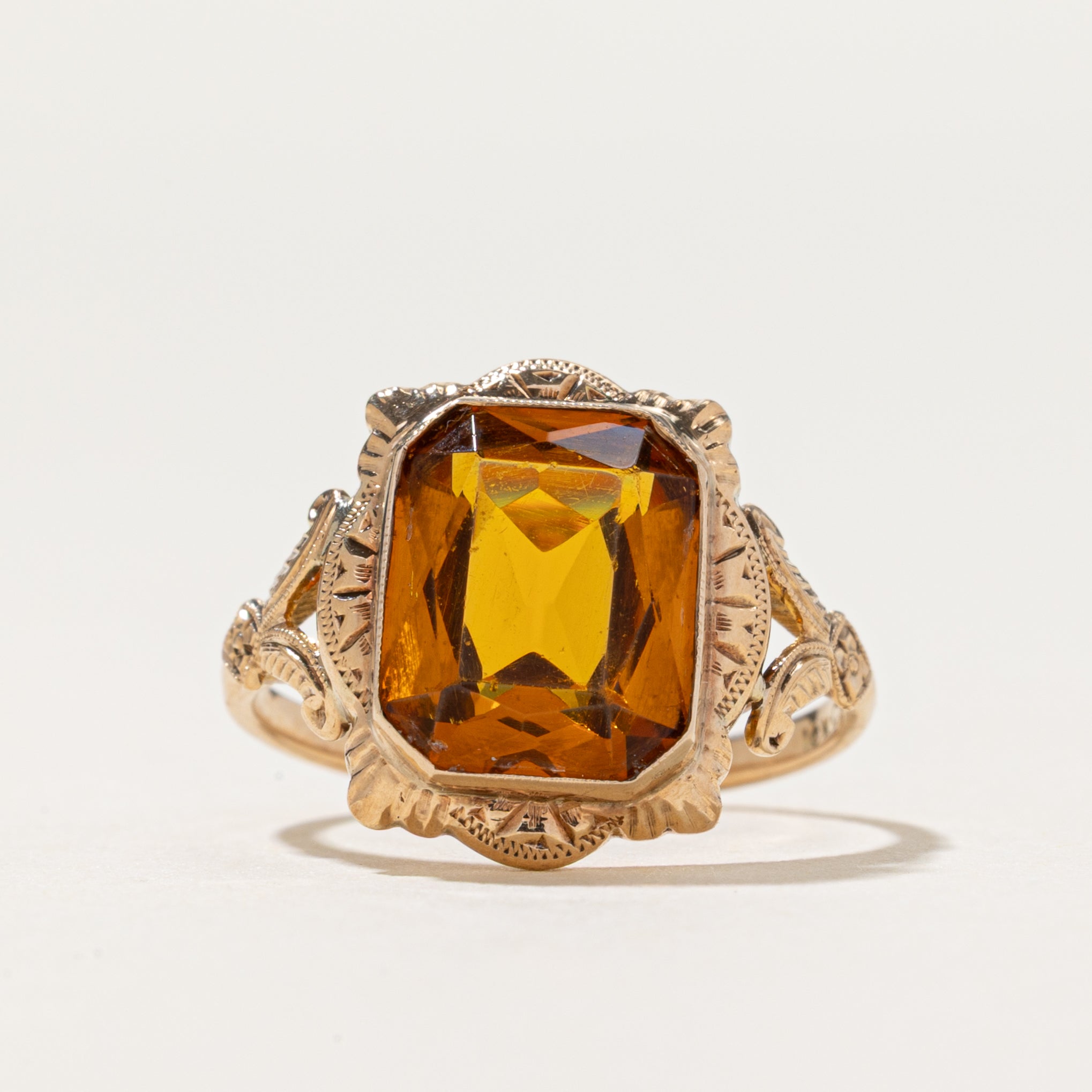 Paste Glass Engraved Ring | 3.2ct | SZ 4.25
