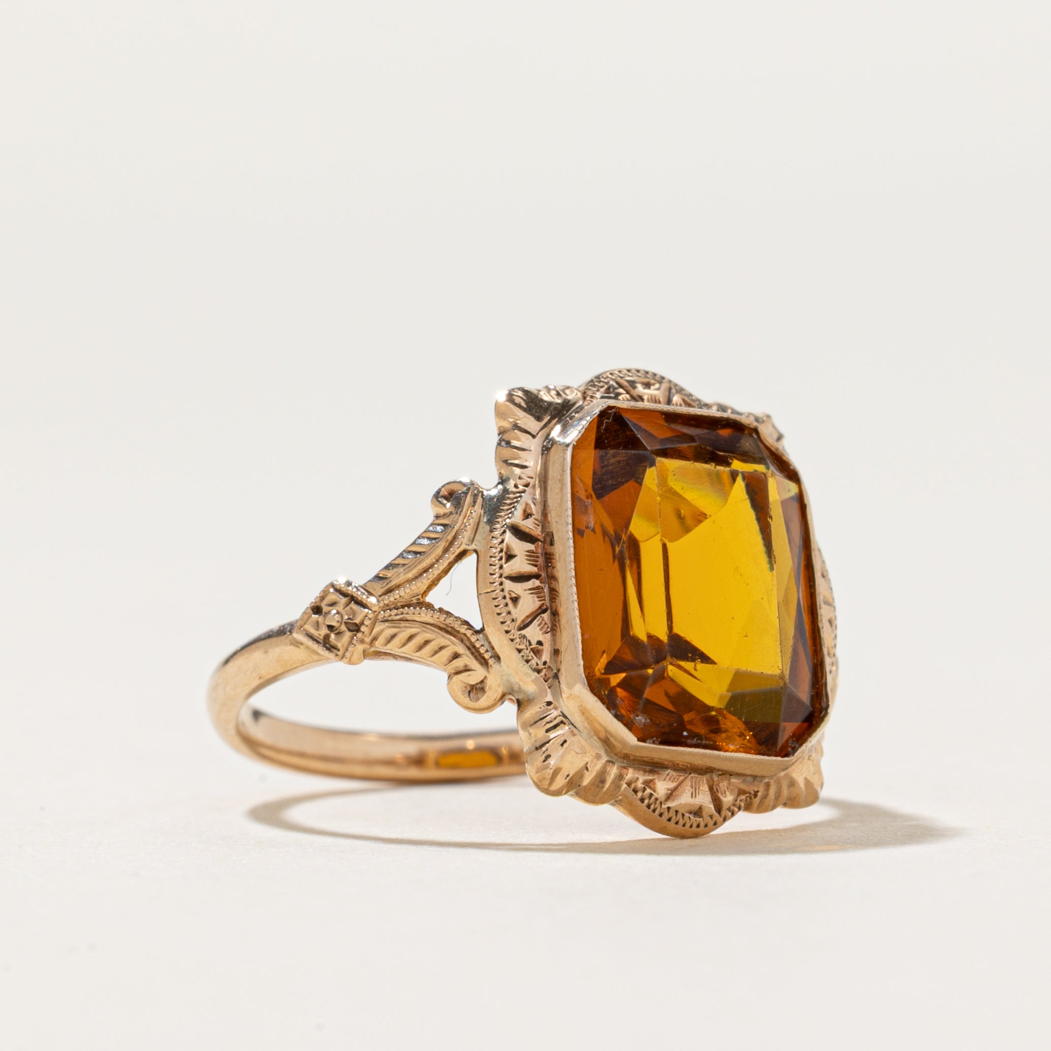 Paste Glass Engraved Ring | 3.2ct | SZ 4.25