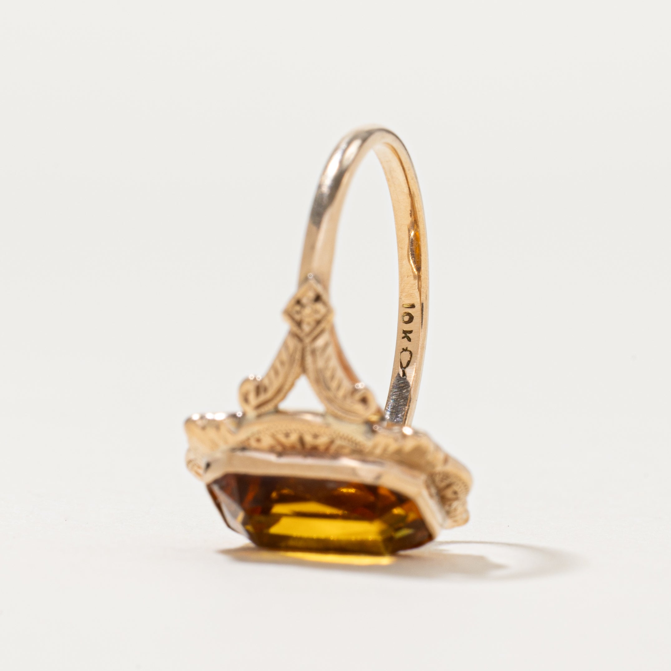 Paste Glass Engraved Ring | 3.2ct | SZ 4.25