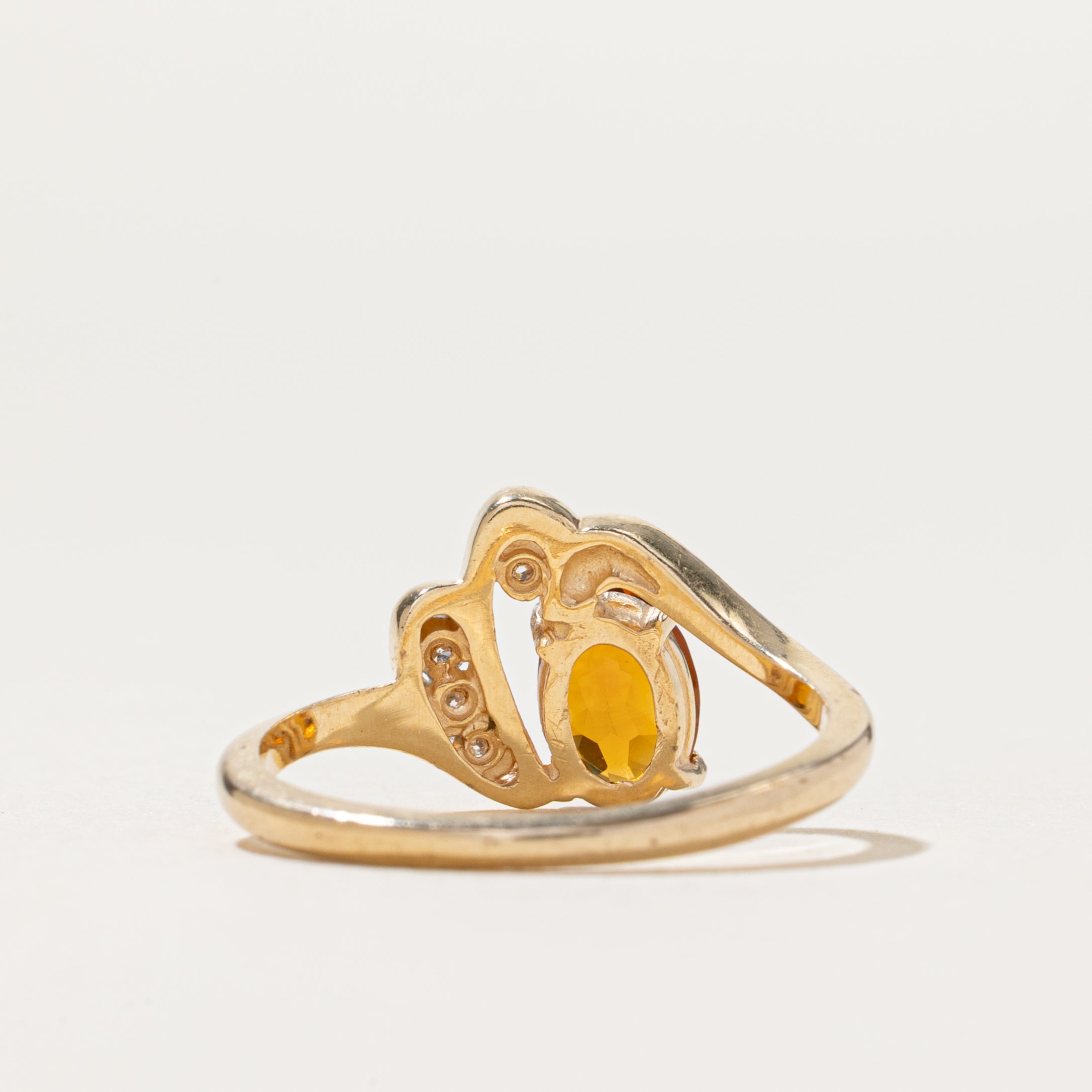 Oval Cut Citrine & Diamond Ring | 0.70ct, 0.07ctw | SZ 6.5