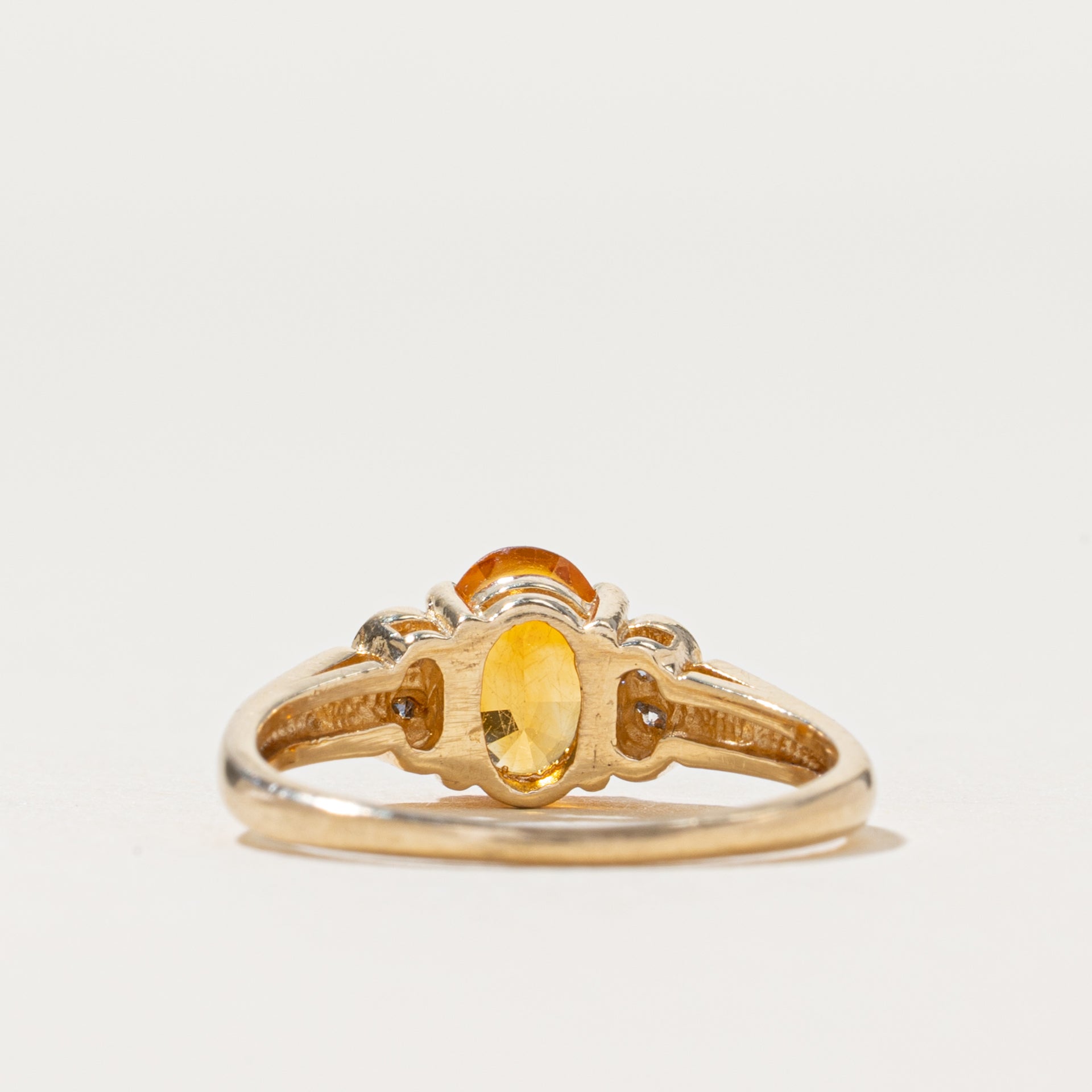 Oval Cut Citrine & Diamond Ring | 0.60ct, 0.02ctw | SZ 5