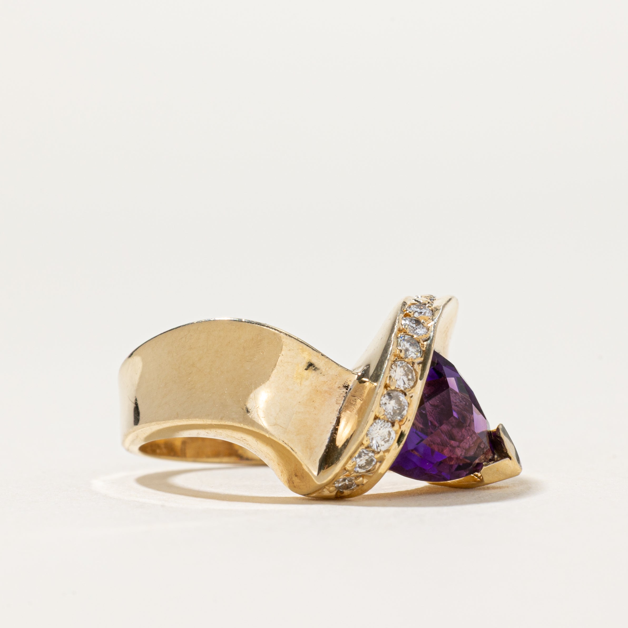 Amethyst & Diamond Chevron Ring | 1.16ct, 0.16ctw | SZ 6.5
