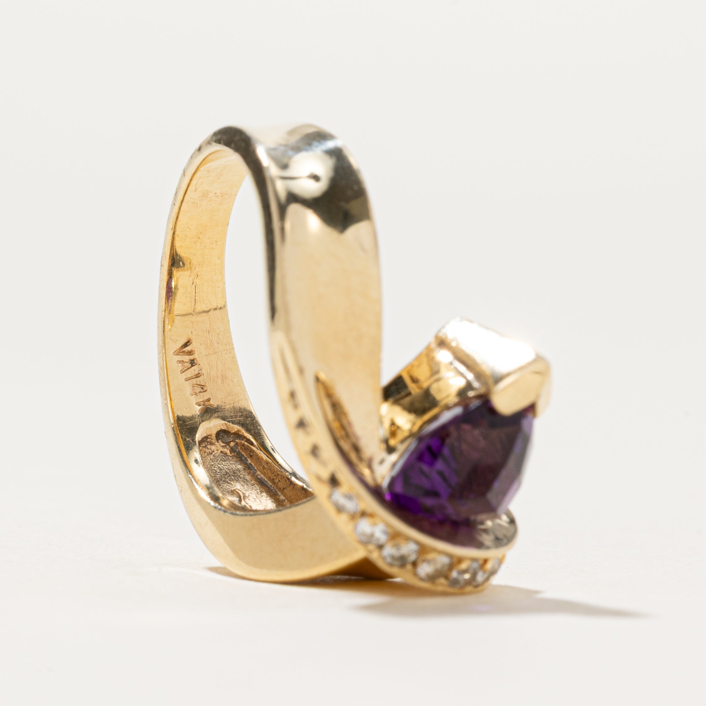 Amethyst & Diamond Chevron Ring | 1.16ct, 0.16ctw | SZ 6.5