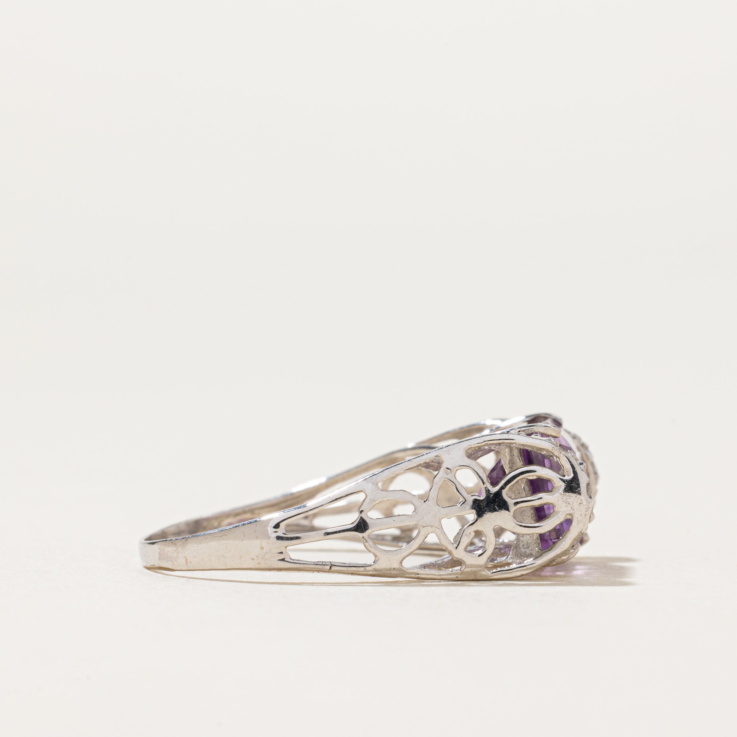East West Amethyst & Diamond Ring | 2.40ct, 0.03ctw | SZ 6.75