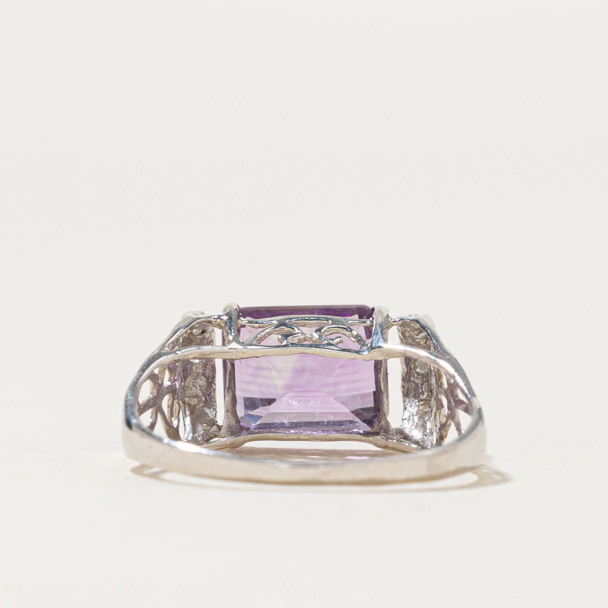 East West Amethyst & Diamond Ring | 2.40ct, 0.03ctw | SZ 6.75