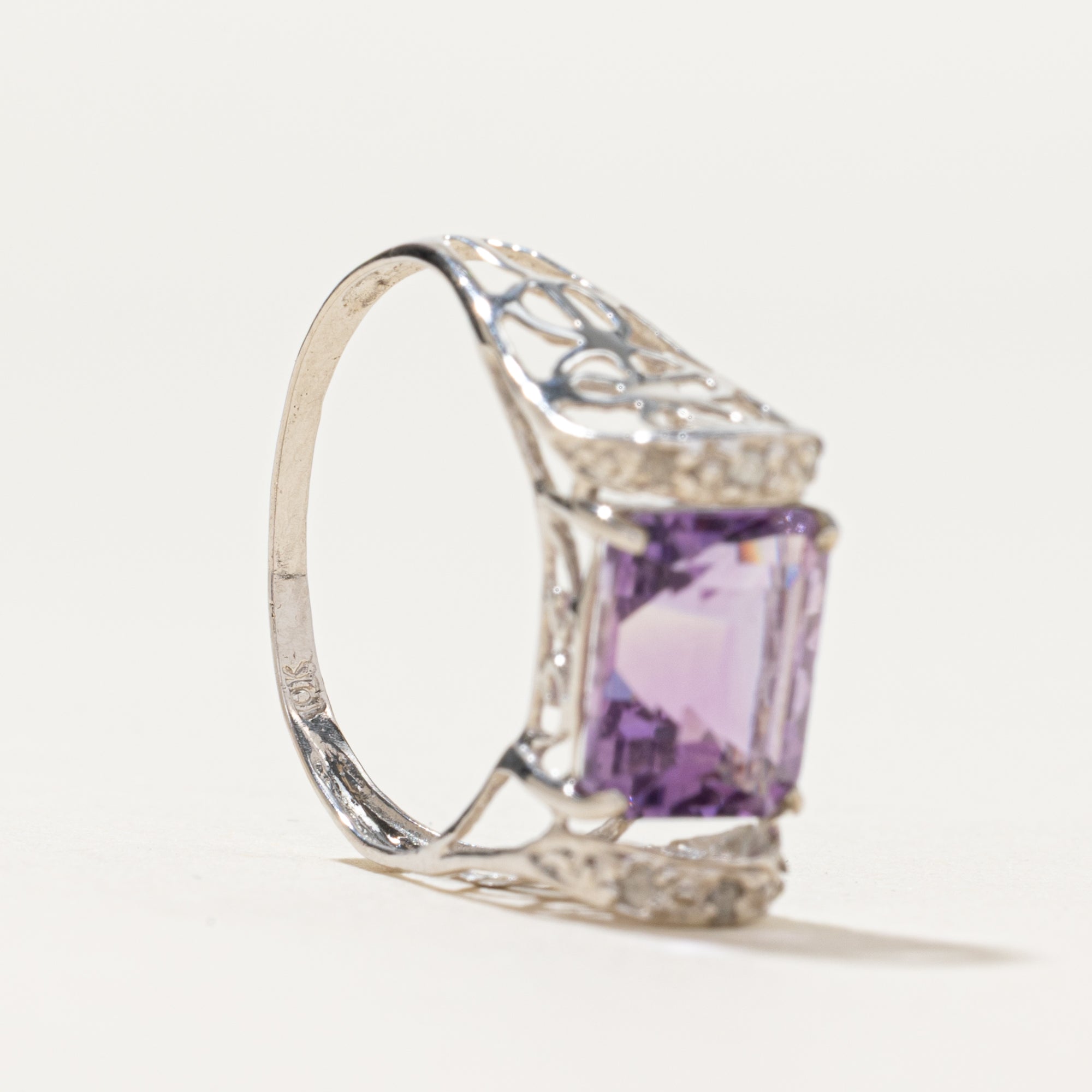 East West Amethyst & Diamond Ring | 2.40ct, 0.03ctw | SZ 6.75