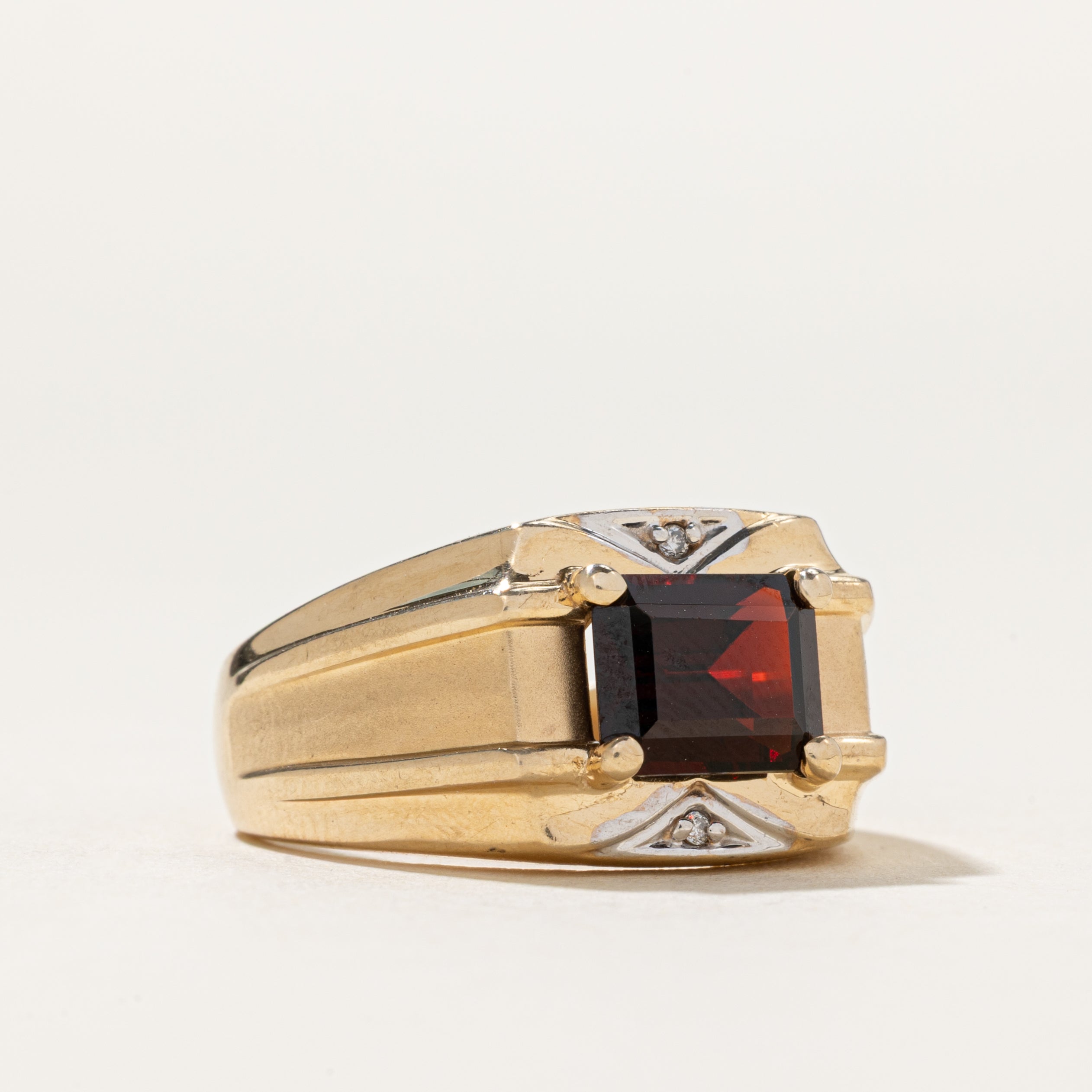 East West Garnet & Diamond Statement Ring | 2.80ct, 0.01ctw | SZ 10
