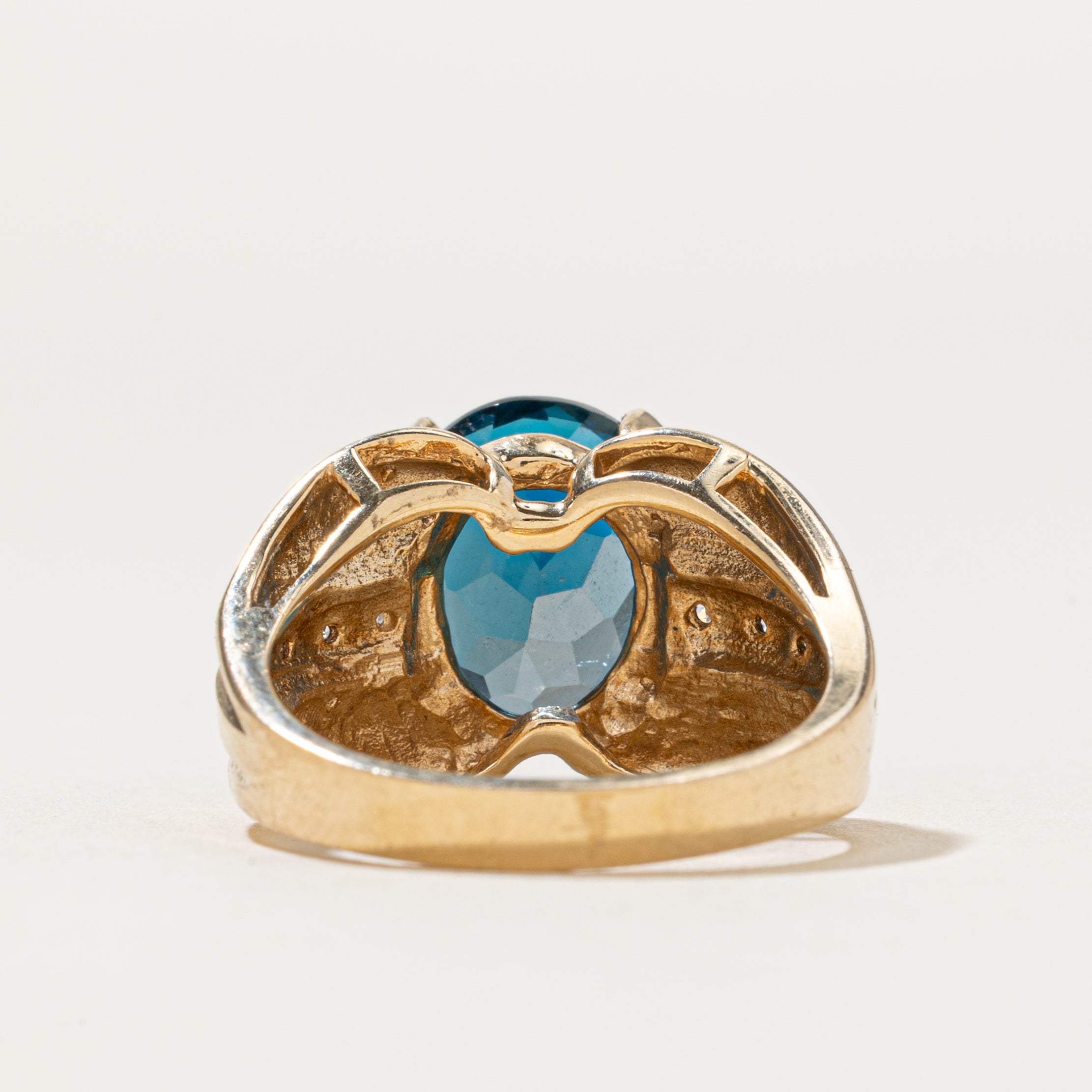 London Blue Topaz & Diamond Cocktail Ring | 5.60ct | 0.03ctw | SZ 7.25