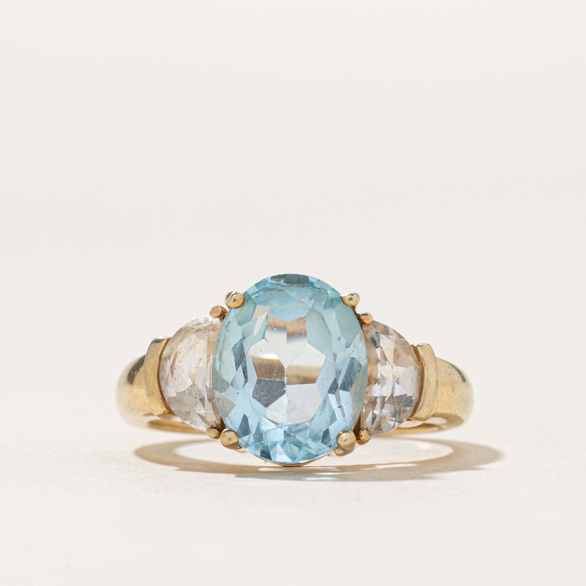 Blue & Clear Topaz Cocktail Ring | 4.80ctw | SZ 7.25