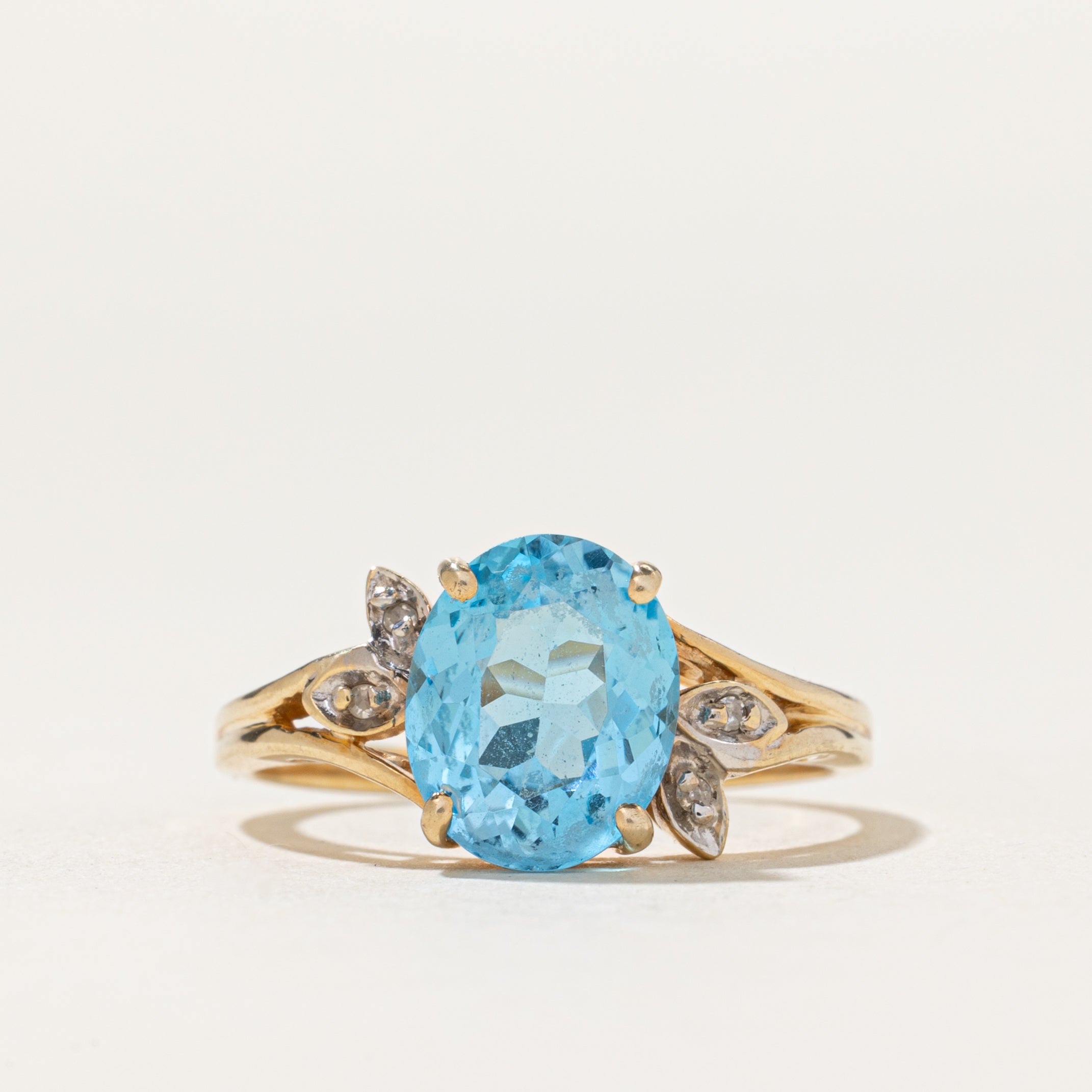 Oval Cut Topaz & Diamond Ring | 2.50ct | 0.02ctw | SZ 8