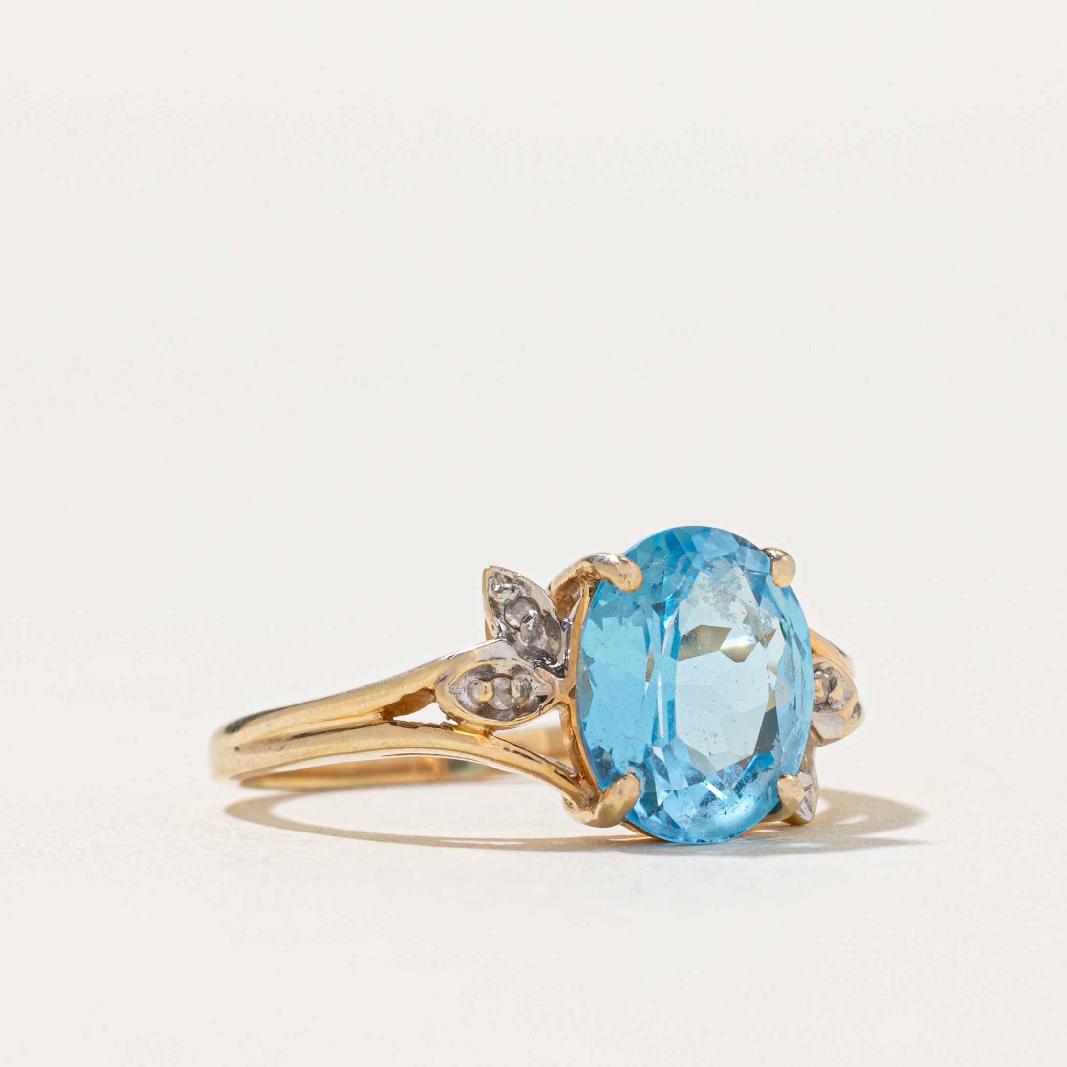 Oval Cut Topaz & Diamond Ring | 2.50ct | 0.02ctw | SZ 8