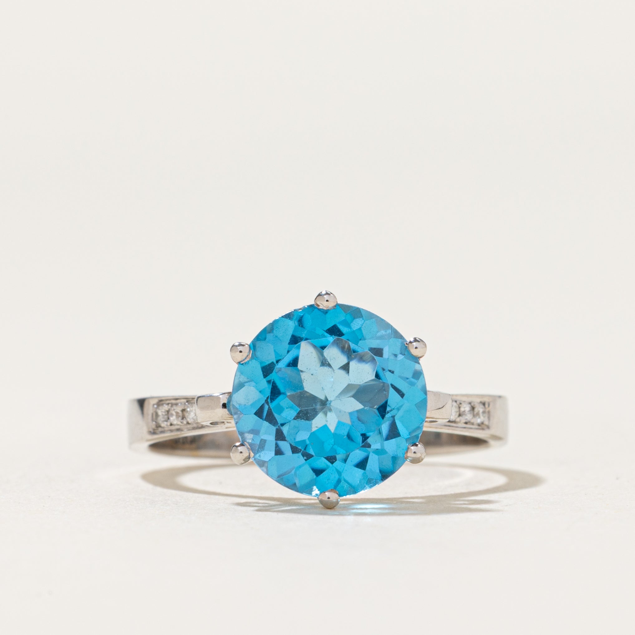 Round Cut Topaz & Diamond Ring | 2.30ct, 0.04ctw | SZ 6